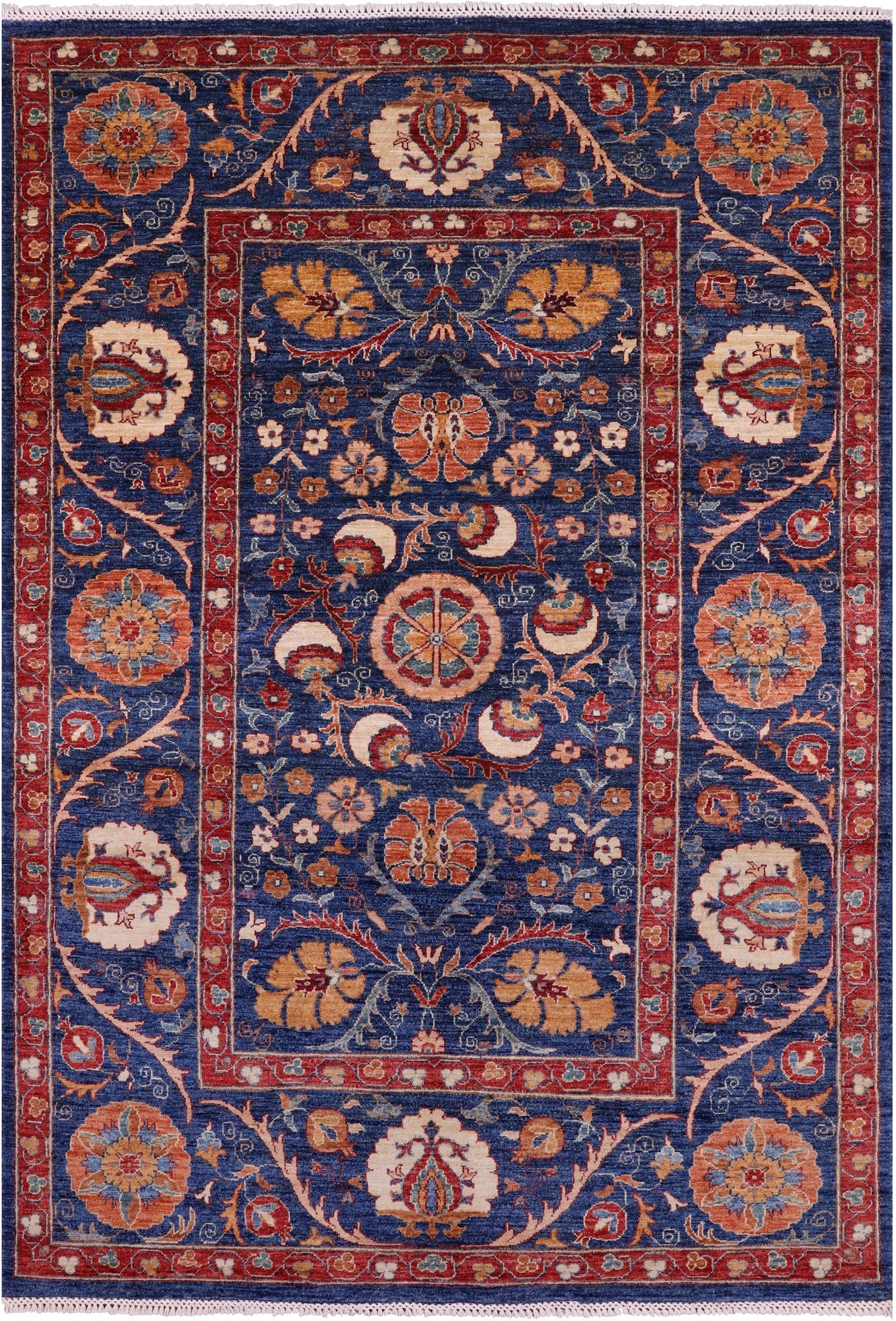Blue William Morris Handmade Wool Rug - 5' 8" X 8' 2" - Golden Nile