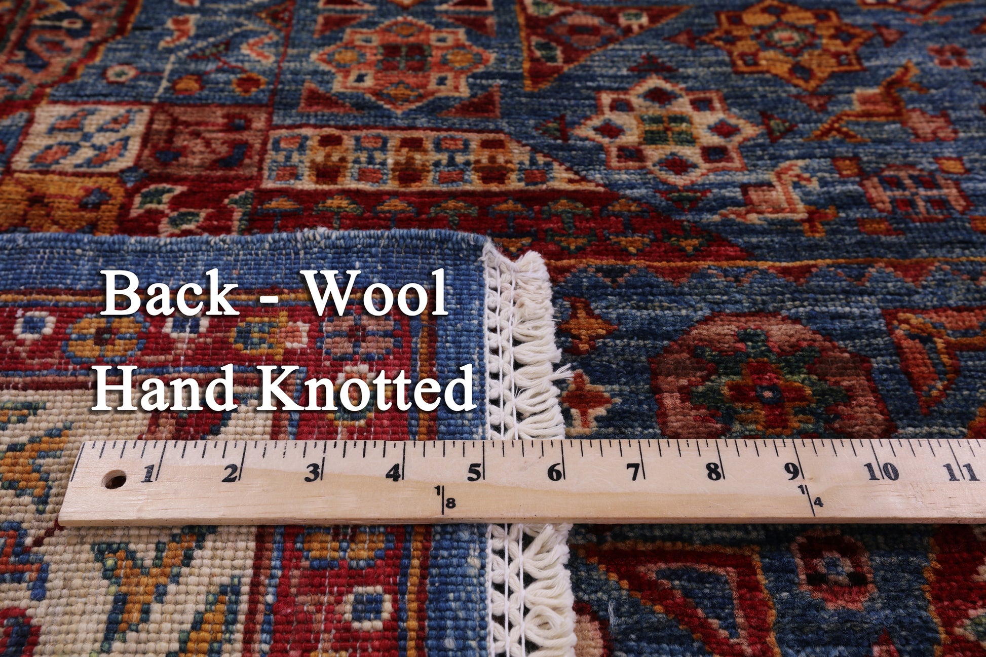 Blue Geometric Persian Mamluk Hand Knotted Wool Rug - 5' 8" X 8' 2" - Golden Nile