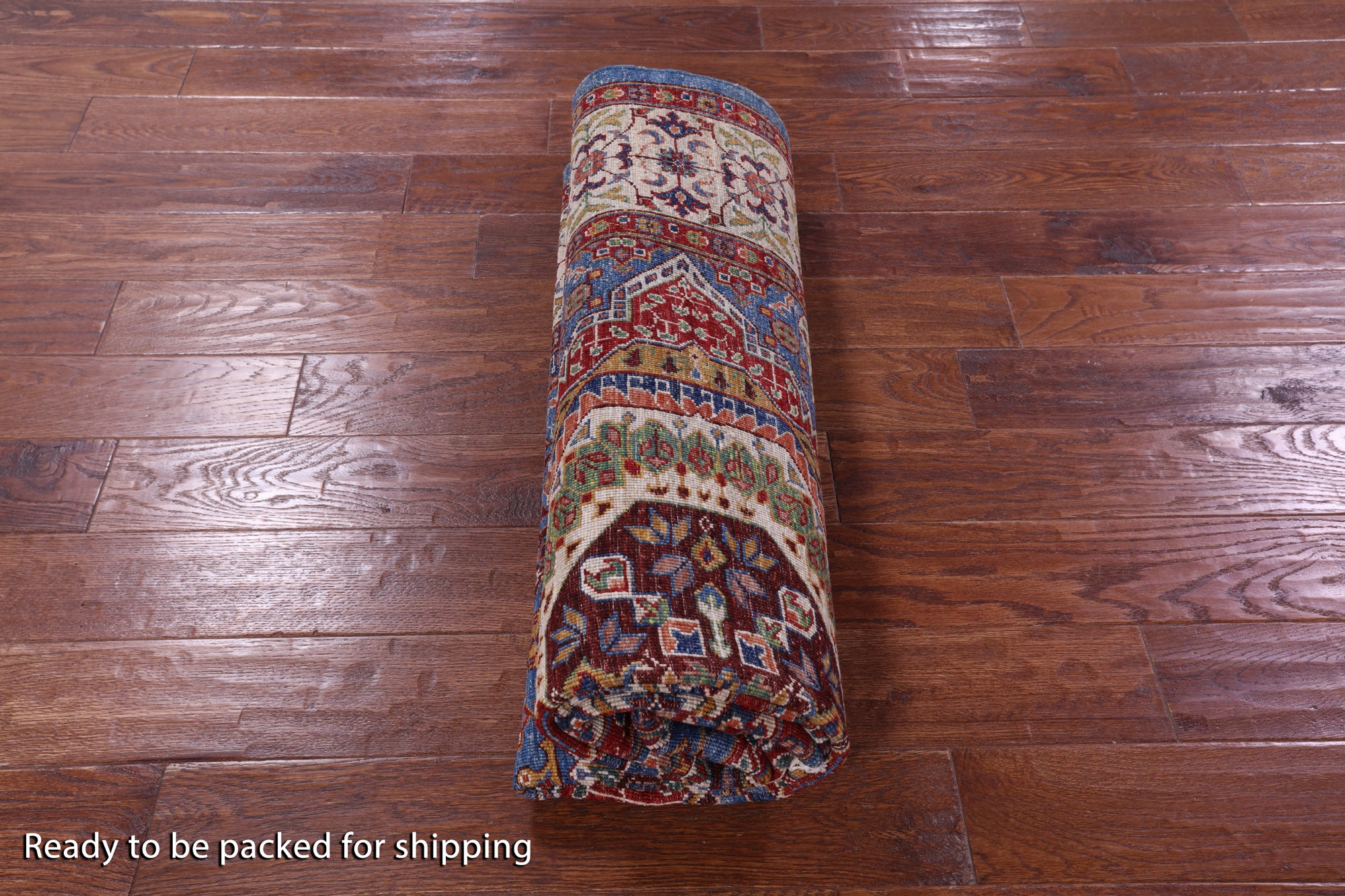Blue Geometric Persian Mamluk Hand Knotted Wool Rug - 5' 8" X 8' 2" - Golden Nile