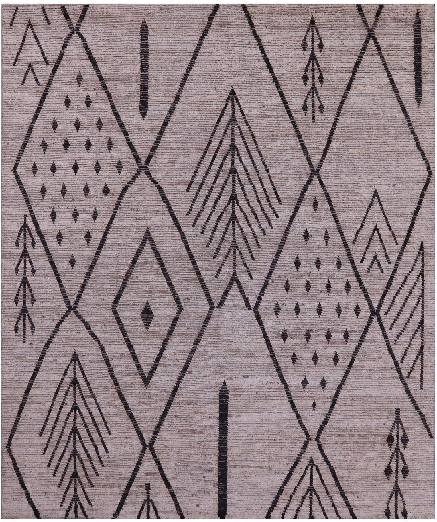 Tribal Moroccan Hand Knotted Wool On Wool Rug - 8' 2" X 9' 7" - Golden Nile