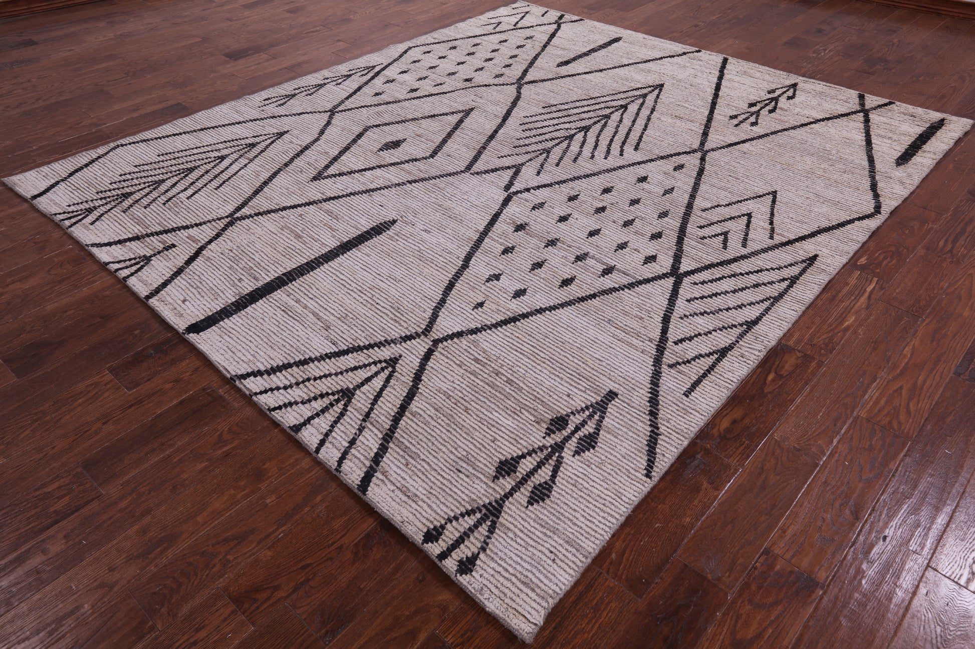 Tribal Moroccan Hand Knotted Wool On Wool Rug - 8' 2" X 9' 7" - Golden Nile