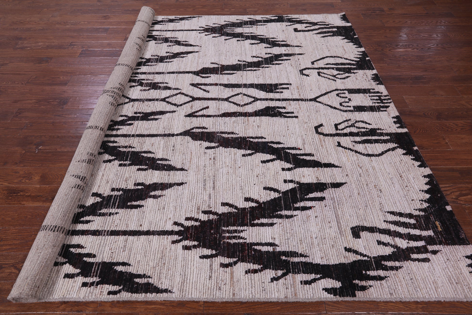 Square Tribal Moroccan Hand Knotted Wool On Wool Rug - 8' 7" X 9' 4" - Golden Nile