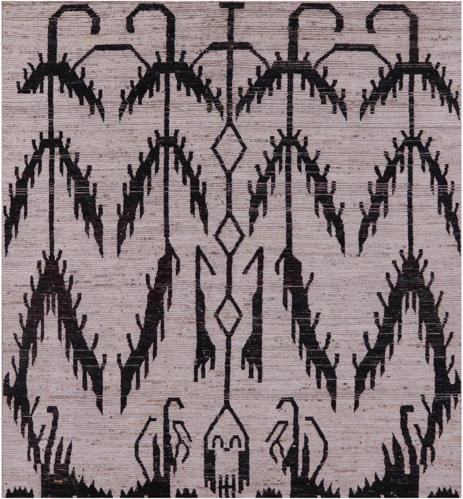 Square Tribal Moroccan Hand Knotted Wool On Wool Rug - 8' 7" X 9' 4" - Golden Nile
