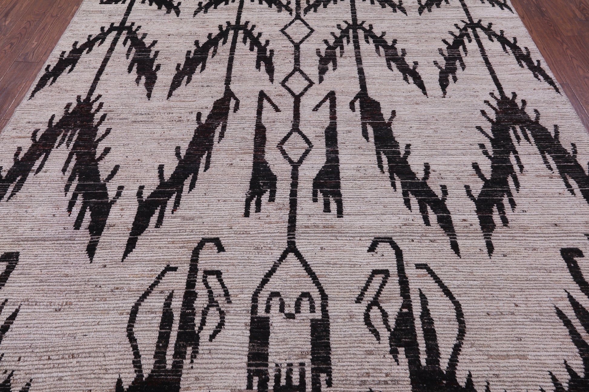 Square Tribal Moroccan Hand Knotted Wool On Wool Rug - 8' 7" X 9' 4" - Golden Nile