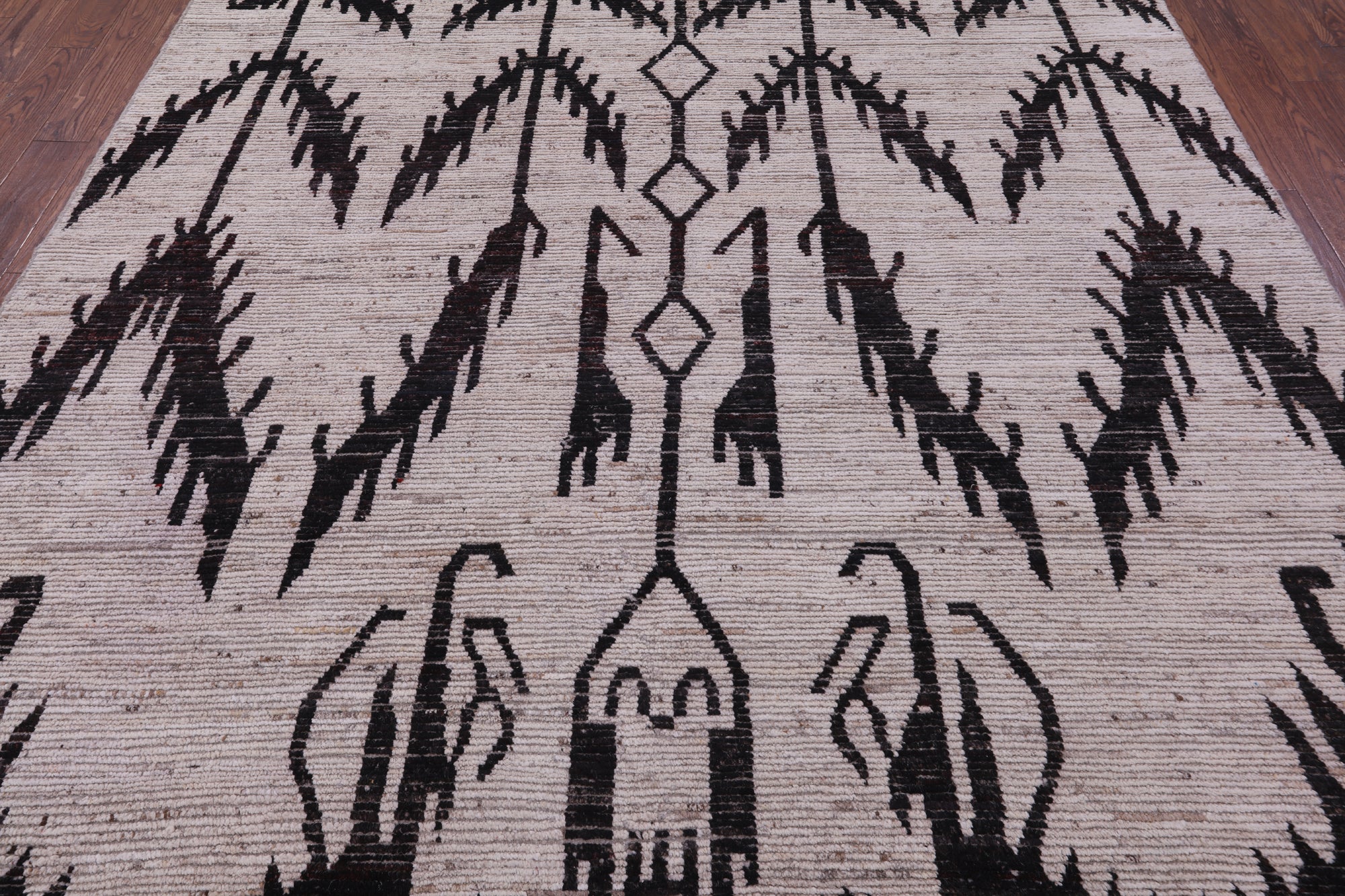 Square Tribal Moroccan Hand Knotted Wool On Wool Rug - 8' 7" X 9' 4" - Golden Nile