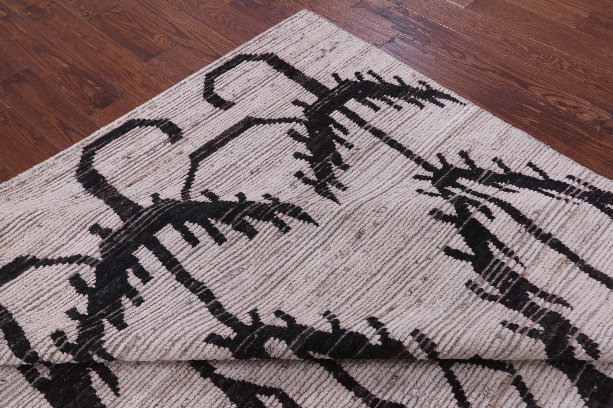 Square Tribal Moroccan Hand Knotted Wool On Wool Rug - 8' 7" X 9' 4" - Golden Nile