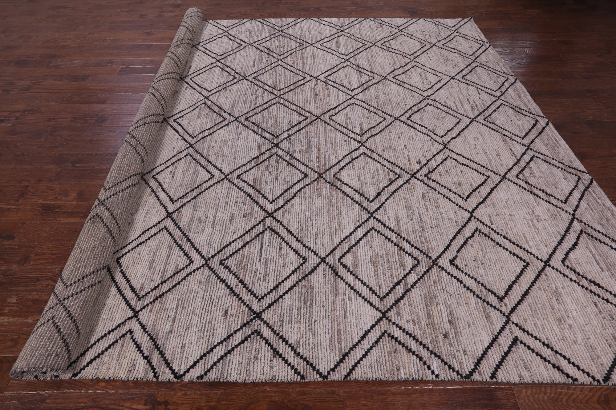 Tribal Moroccan Hand Knotted Wool On Wool Rug - 10' 3" X 13' 2" - Golden Nile
