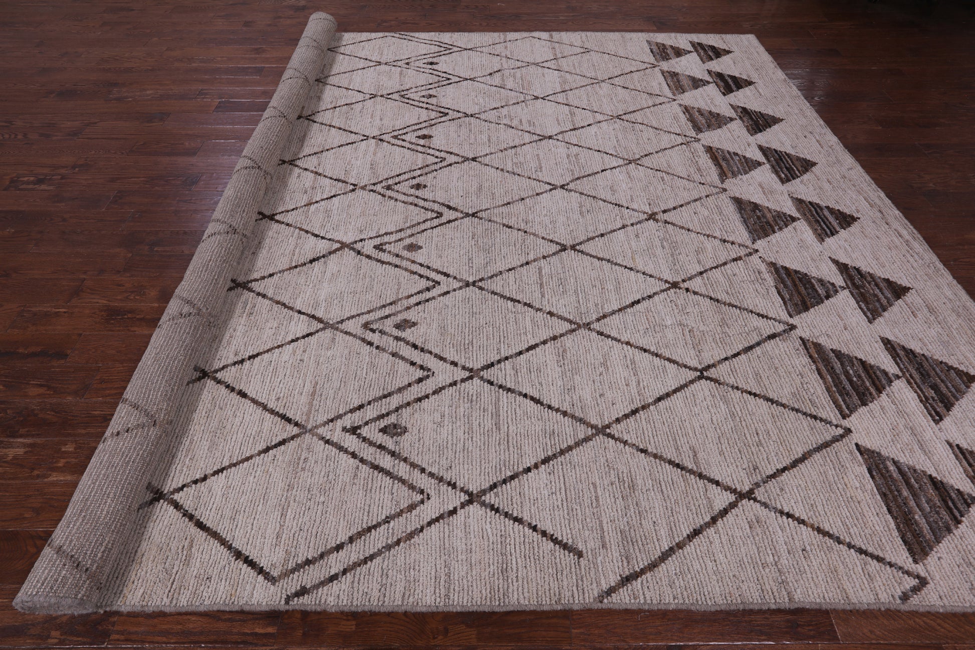Tribal Moroccan Hand Knotted Wool On Wool Rug - 10' 5" X 13' 4" - Golden Nile