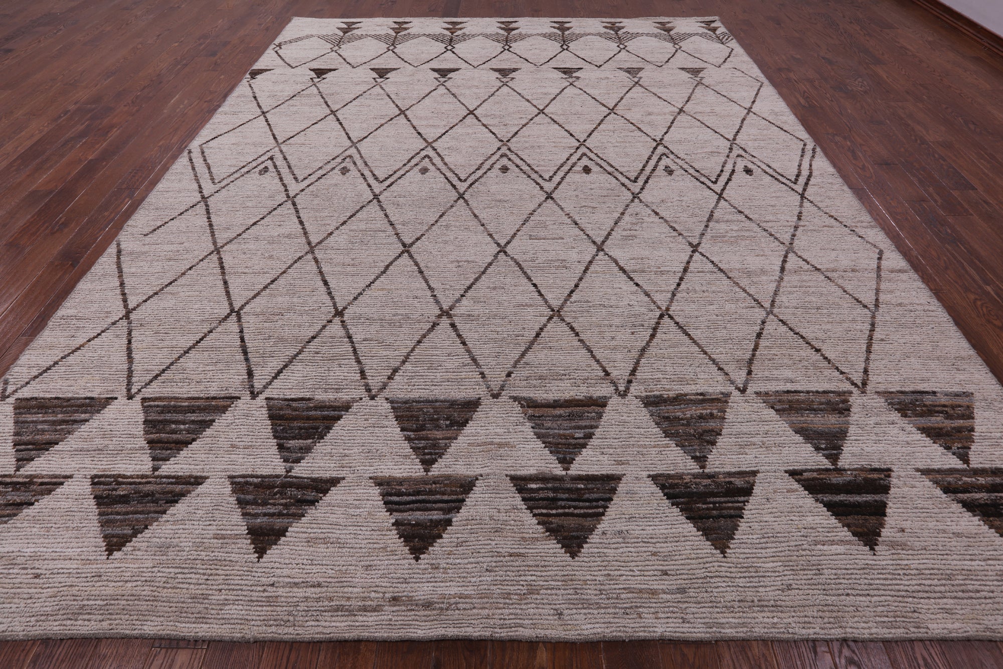 Tribal Moroccan Hand Knotted Wool On Wool Rug - 10' 5" X 13' 4" - Golden Nile