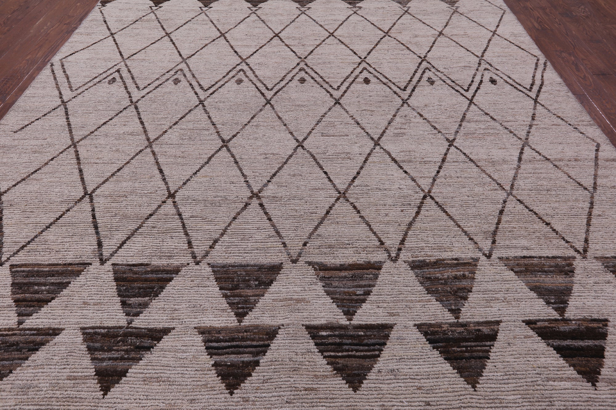 Tribal Moroccan Hand Knotted Wool On Wool Rug - 10' 5" X 13' 4" - Golden Nile