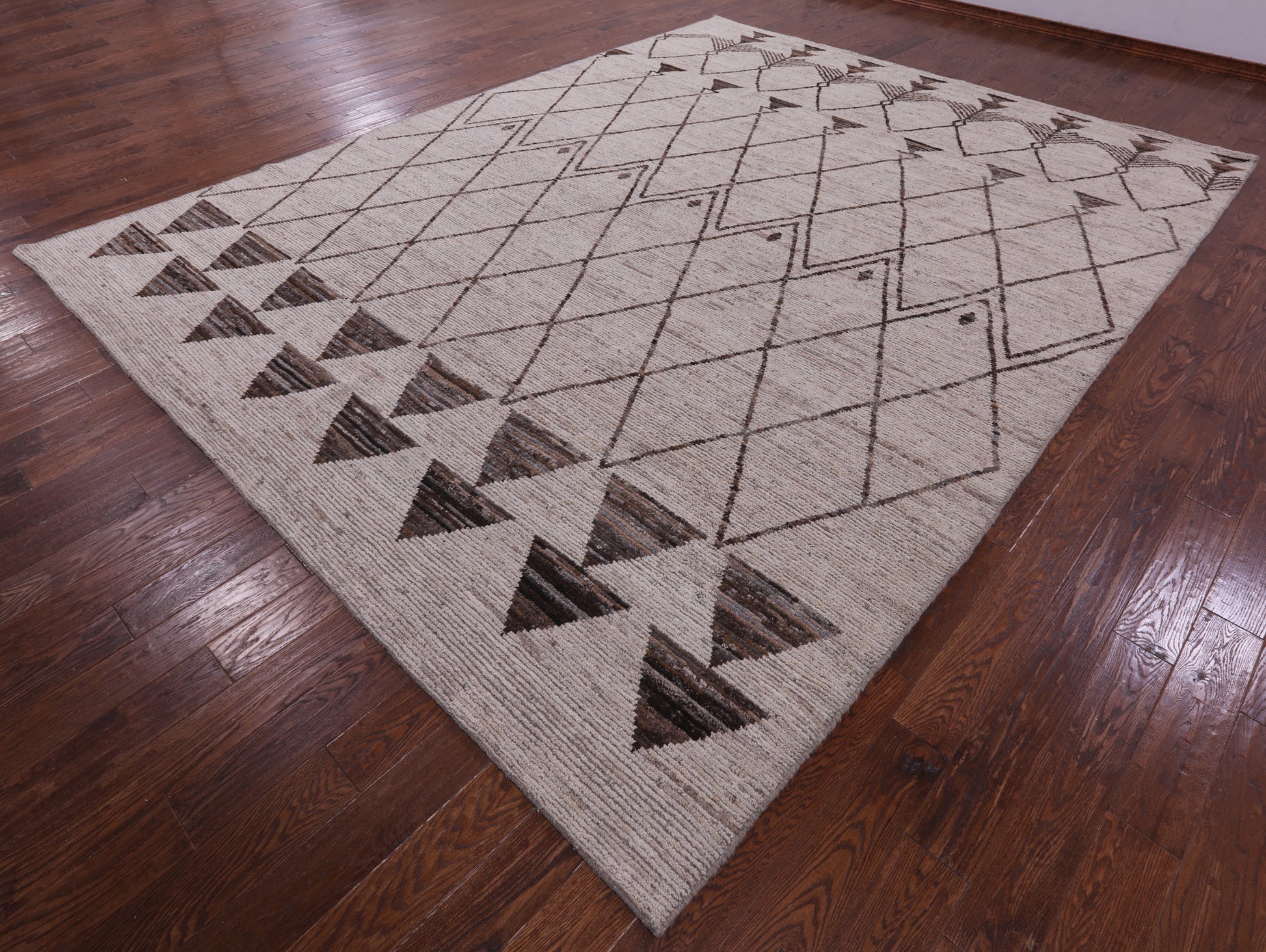 Tribal Moroccan Hand Knotted Wool On Wool Rug - 10' 5" X 13' 4" - Golden Nile