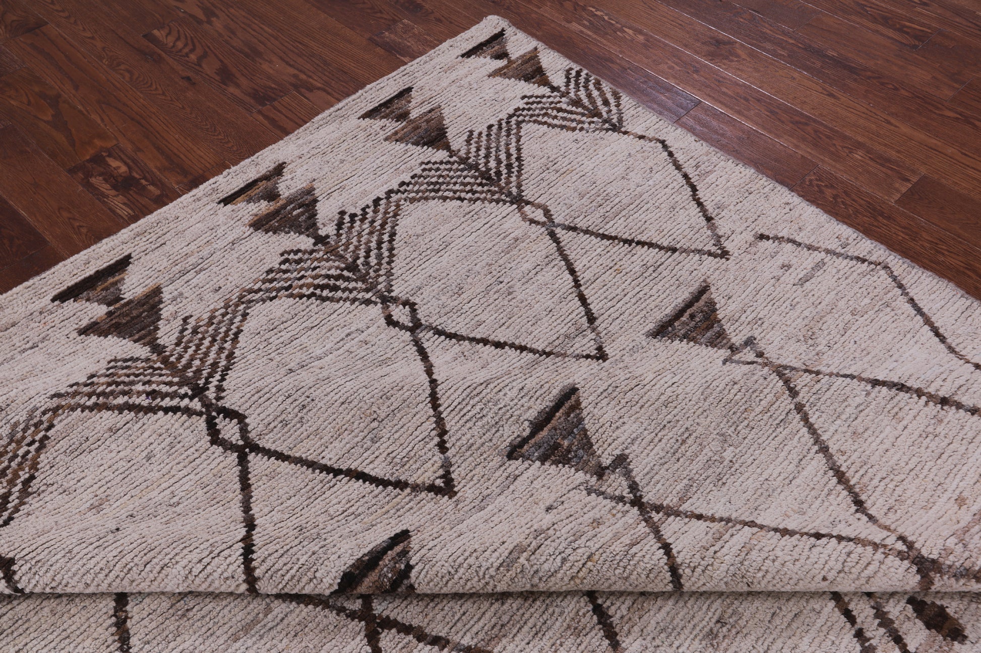 Tribal Moroccan Hand Knotted Wool On Wool Rug - 10' 5" X 13' 4" - Golden Nile