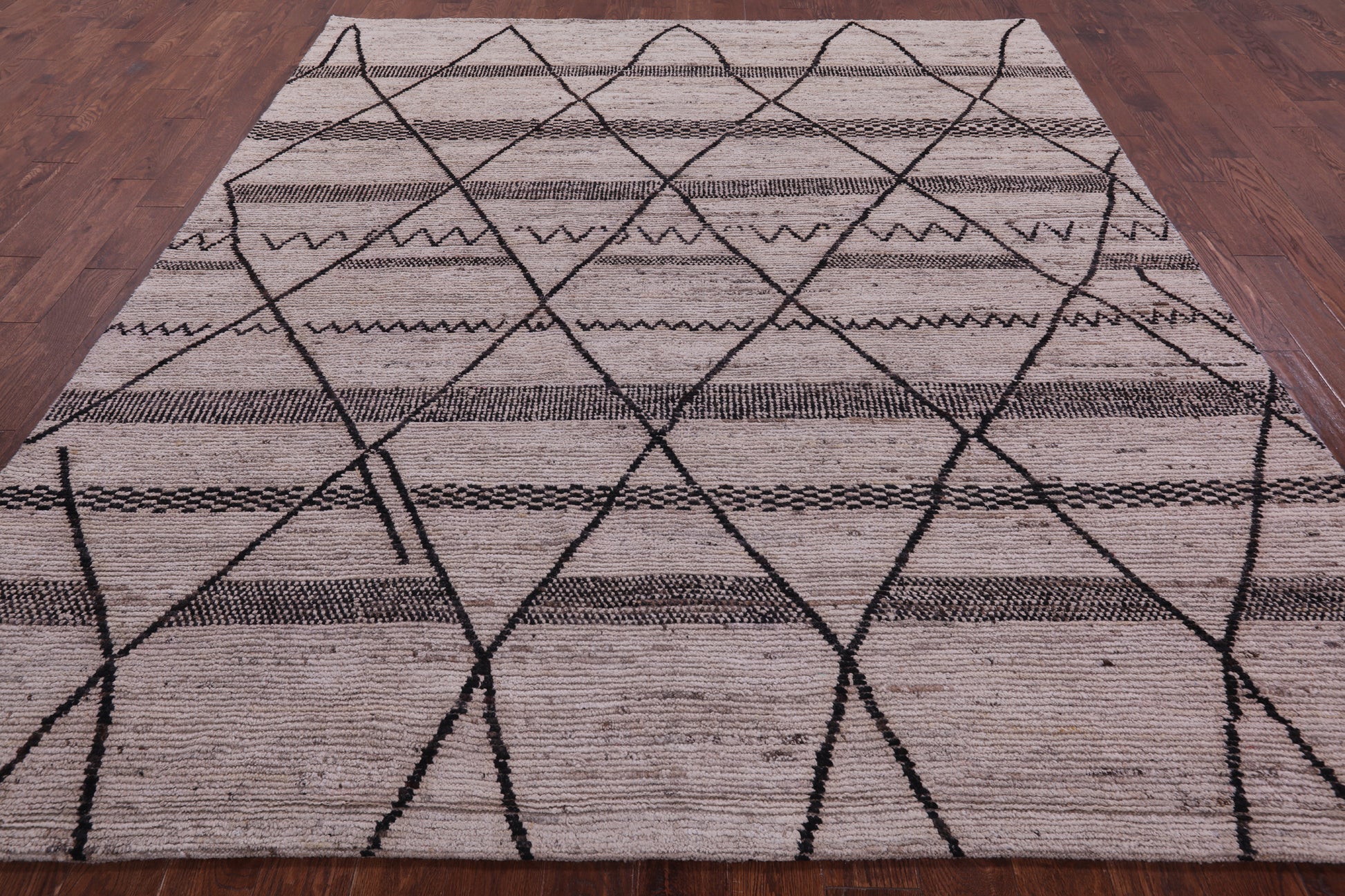 Tribal Moroccan Hand Knotted Wool On Wool Rug - 8' 4" X 9' 8" - Golden Nile