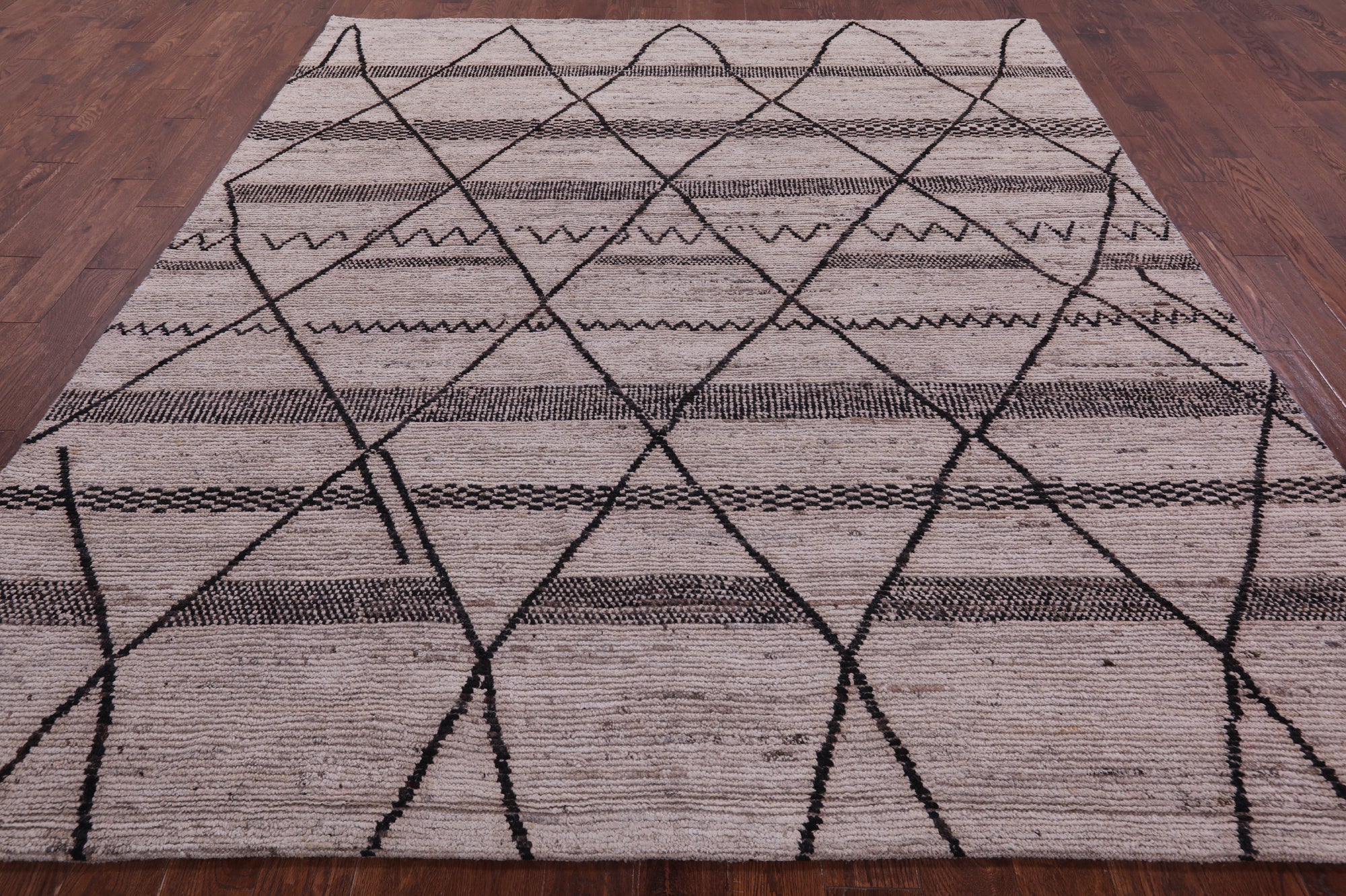 Tribal Moroccan Hand Knotted Wool On Wool Rug - 8' 4" X 9' 8" - Golden Nile