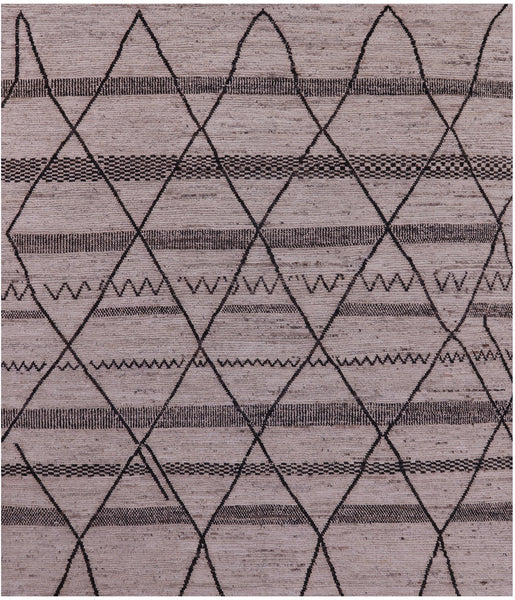 Tribal Moroccan Hand Knotted Wool On Wool Rug - 8' 4" X 9' 8" - Golden Nile