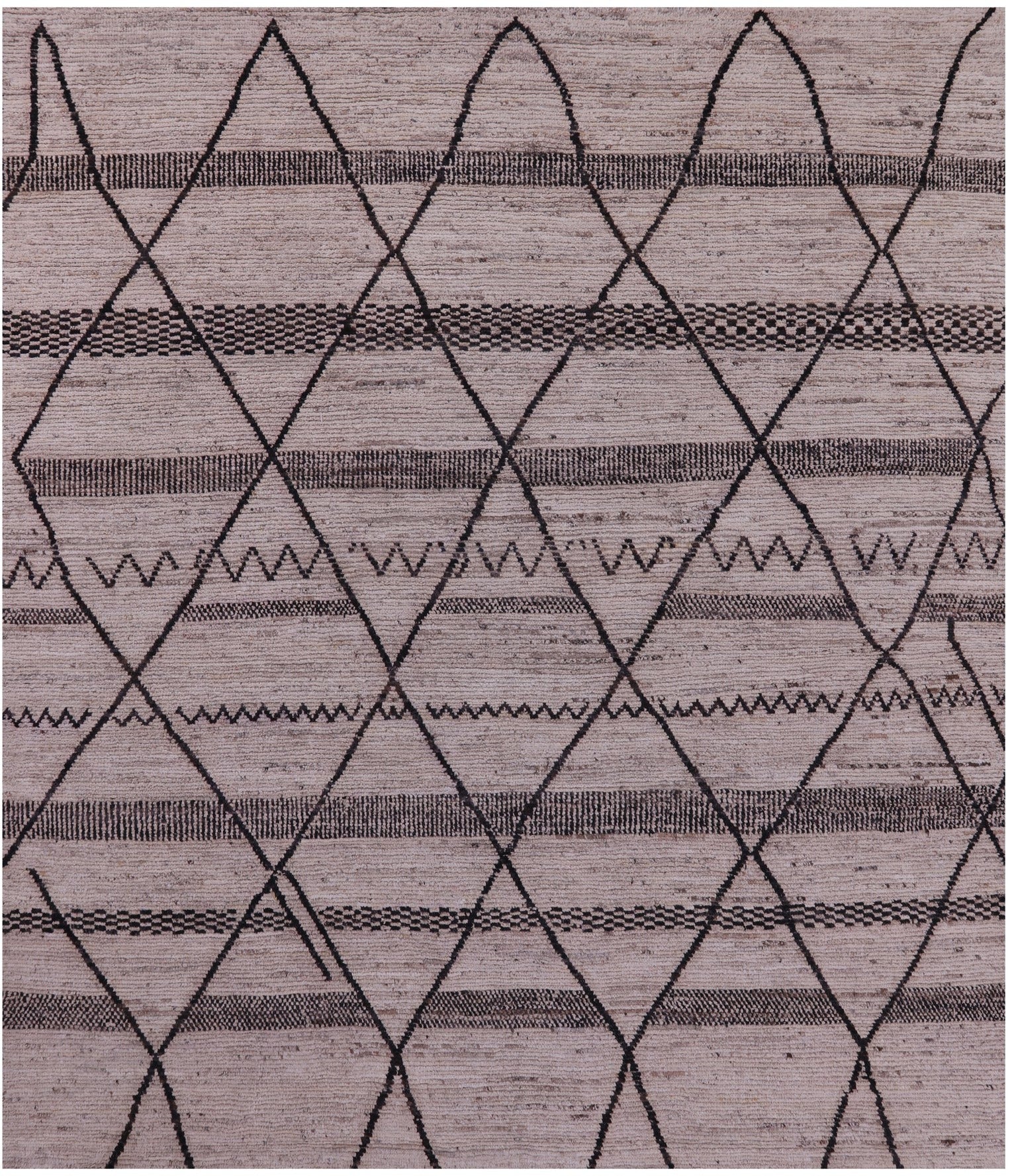 Tribal Moroccan Hand Knotted Wool On Wool Rug - 8' 4" X 9' 8" - Golden Nile