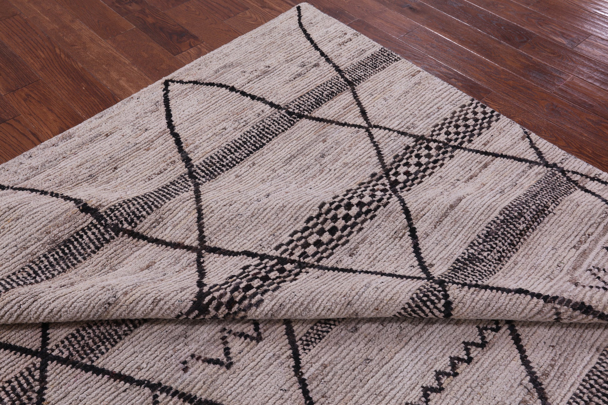 Tribal Moroccan Hand Knotted Wool On Wool Rug - 8' 4" X 9' 8" - Golden Nile