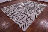 Ivory Tribal Moroccan Hand Knotted Wool On Wool Rug - 10' 1" X 13' 6" - Golden Nile