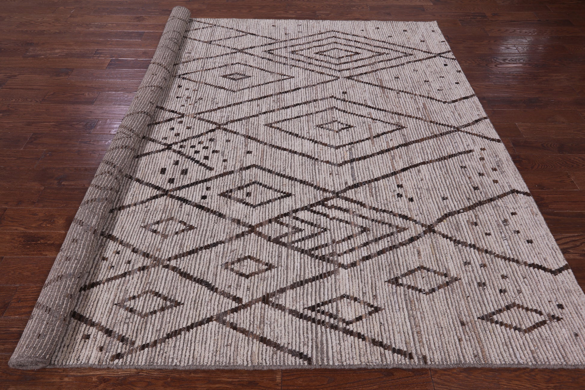 Tribal Moroccan Hand Knotted Wool On Wool Rug - 8' 5" X 9' 7" - Golden Nile
