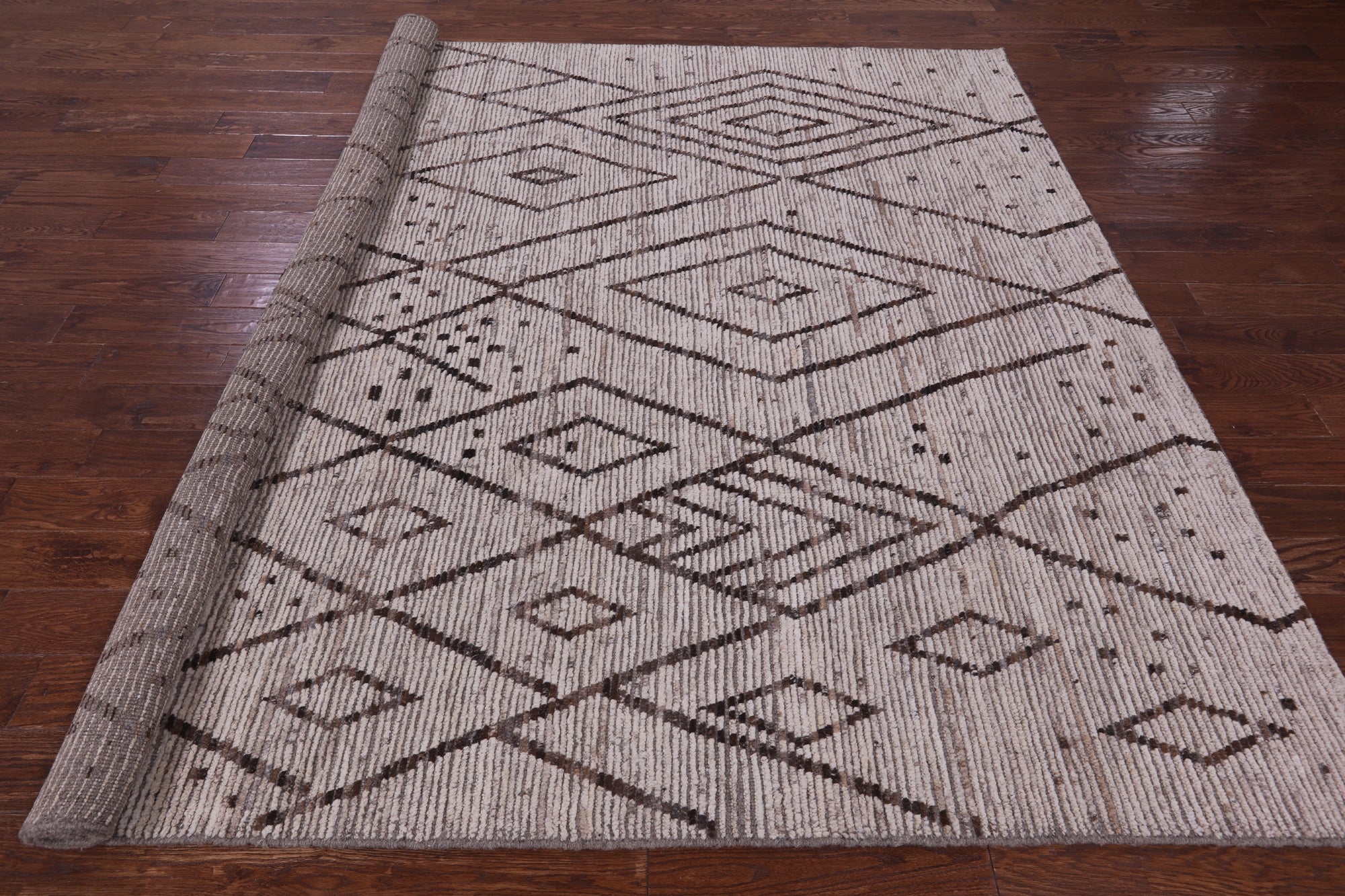 Tribal Moroccan Hand Knotted Wool On Wool Rug - 8' 5" X 9' 7" - Golden Nile