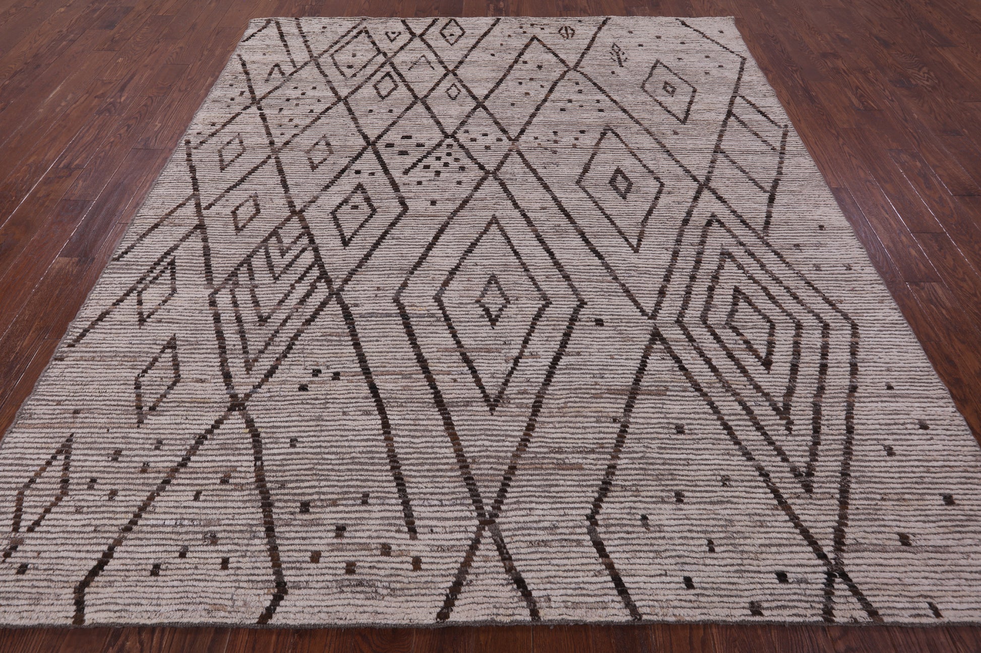 Tribal Moroccan Hand Knotted Wool On Wool Rug - 8' 5" X 9' 7" - Golden Nile