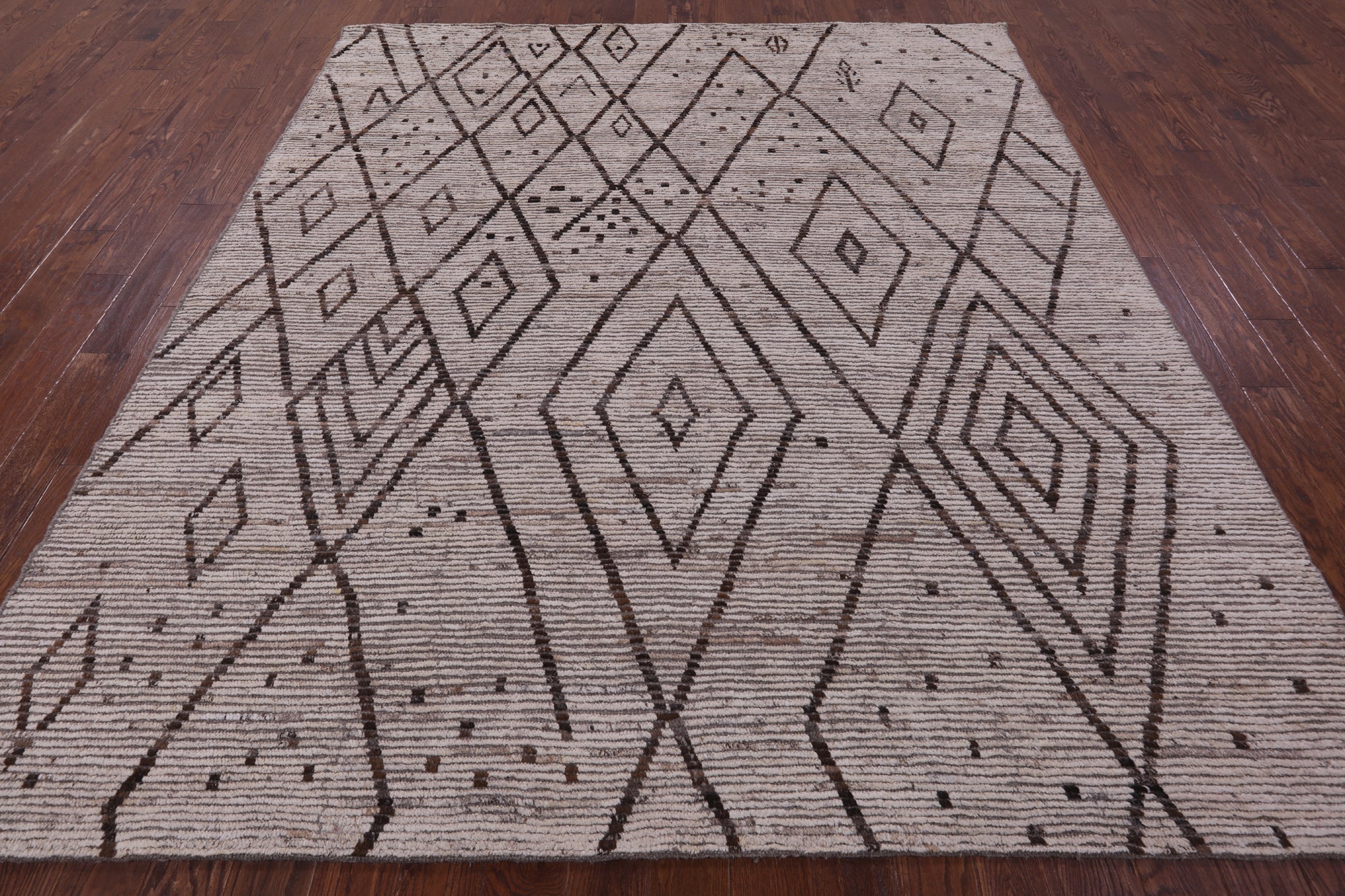 Tribal Moroccan Hand Knotted Wool On Wool Rug - 8' 5" X 9' 7" - Golden Nile