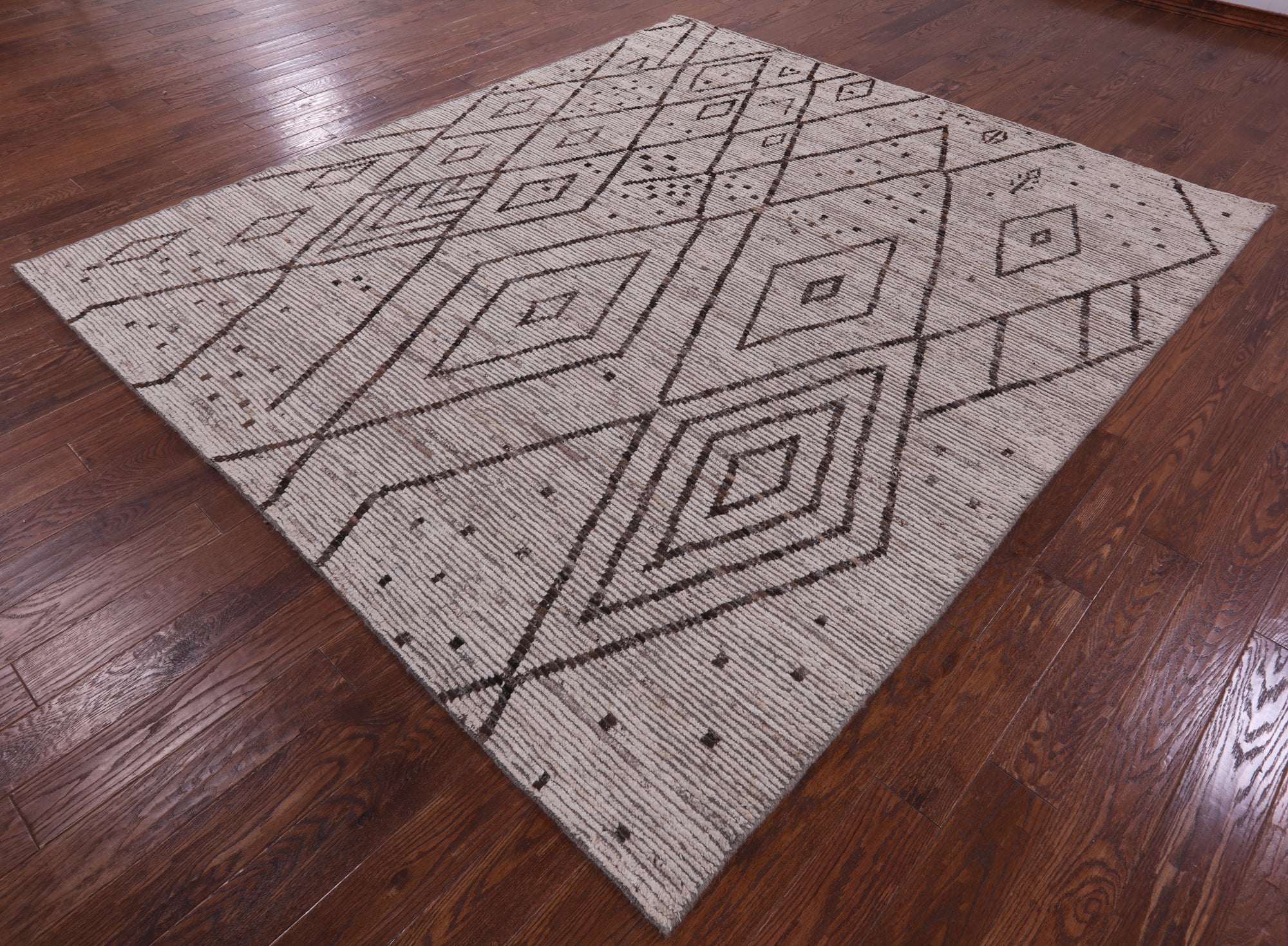 Tribal Moroccan Hand Knotted Wool On Wool Rug - 8' 5" X 9' 7" - Golden Nile