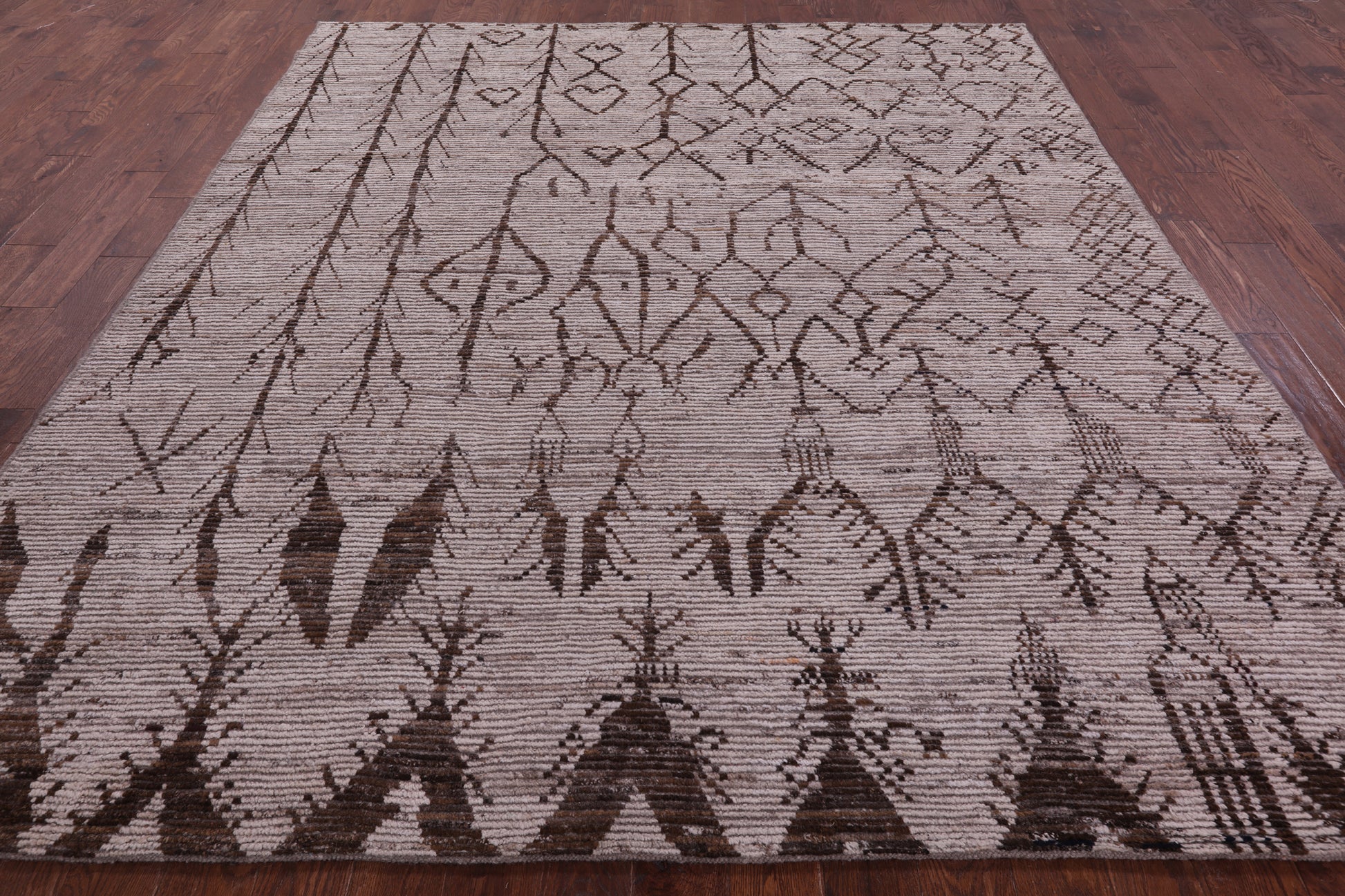 Tribal Moroccan Hand Knotted Wool On Wool Rug - 8' 4" X 9' 9" - Golden Nile