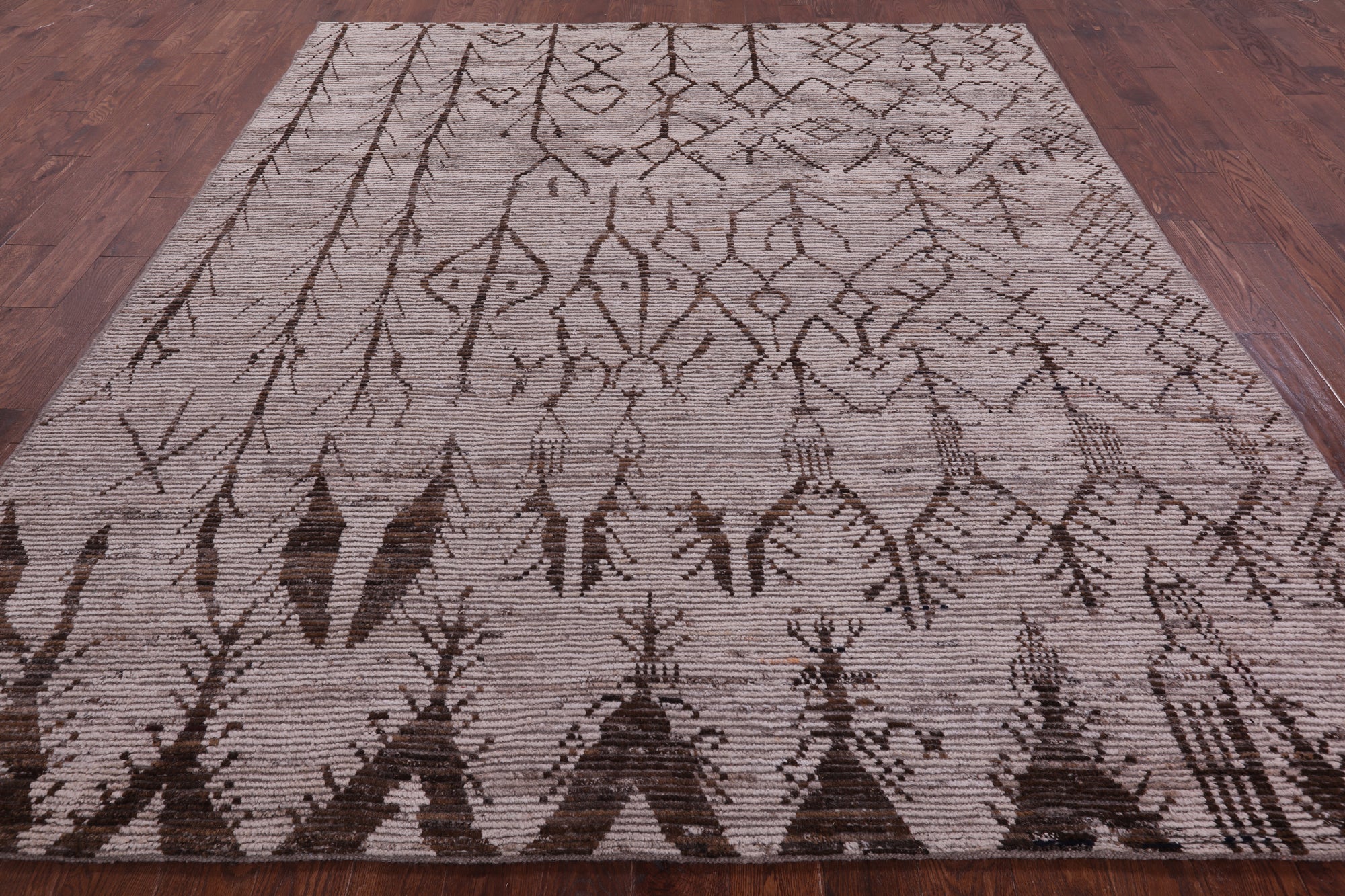 Tribal Moroccan Hand Knotted Wool On Wool Rug - 8' 4" X 9' 9" - Golden Nile