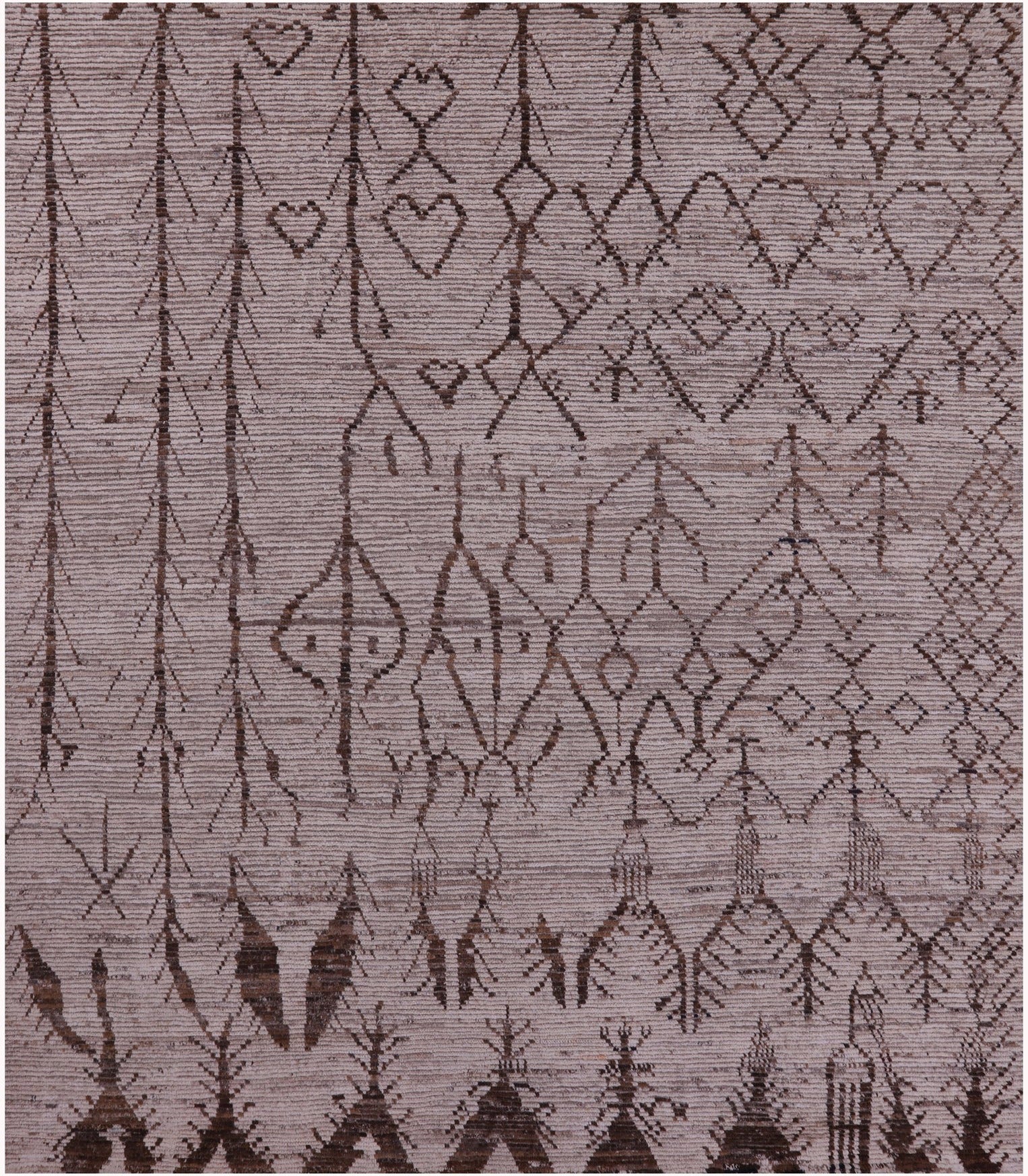 Tribal Moroccan Hand Knotted Wool On Wool Rug - 8' 4" X 9' 9" - Golden Nile