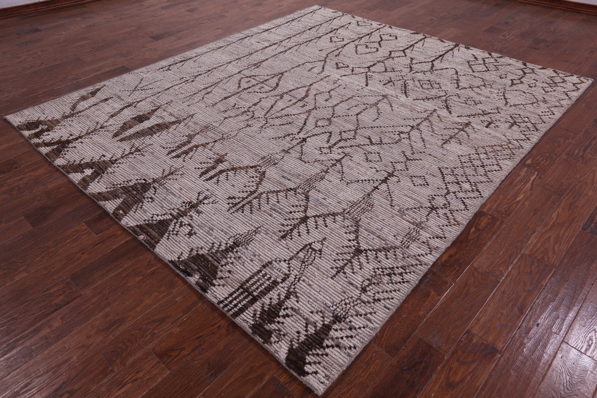 Tribal Moroccan Hand Knotted Wool On Wool Rug - 8' 4" X 9' 9" - Golden Nile