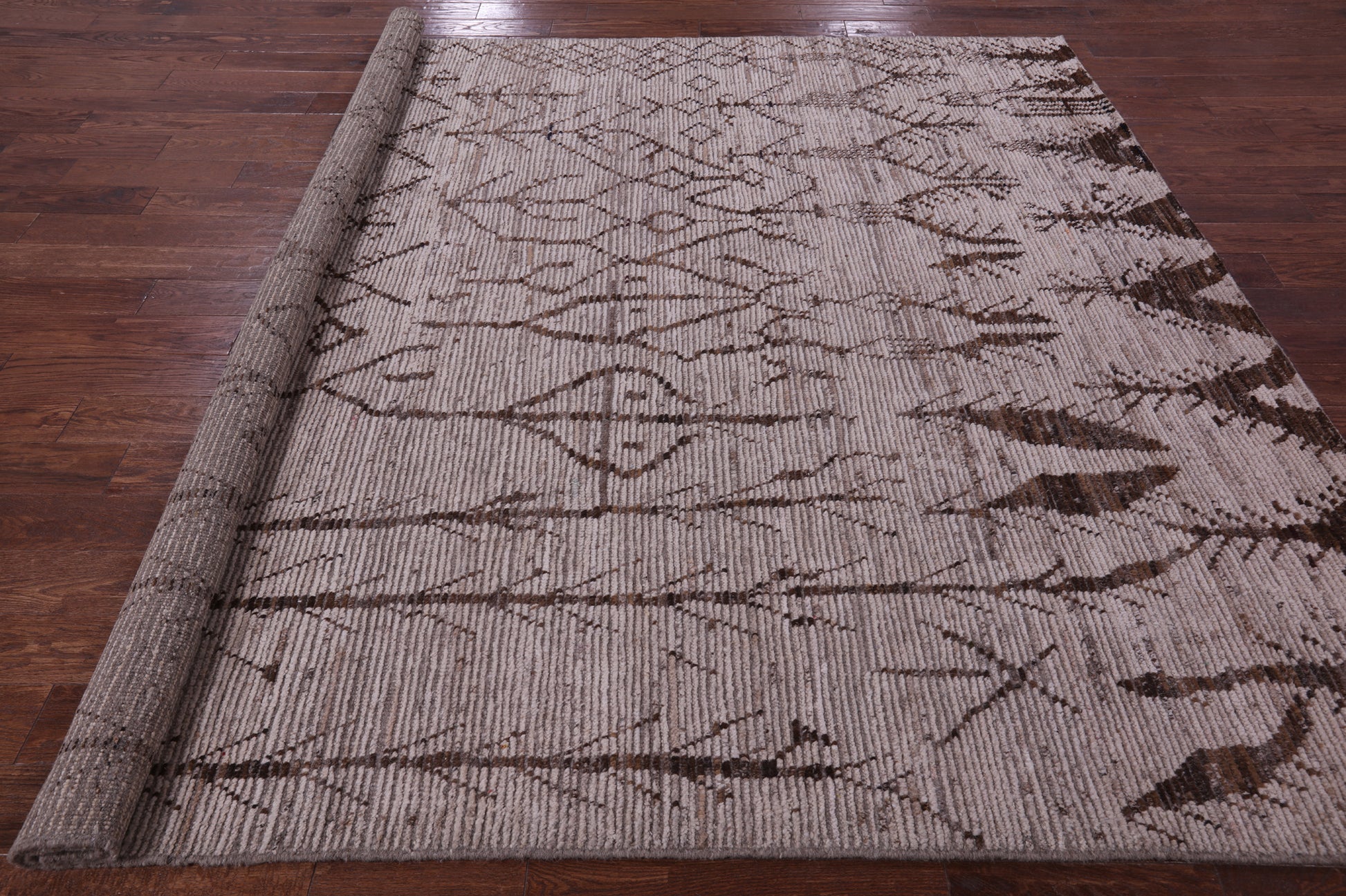 Tribal Moroccan Hand Knotted Wool On Wool Rug - 8' 4" X 9' 9" - Golden Nile