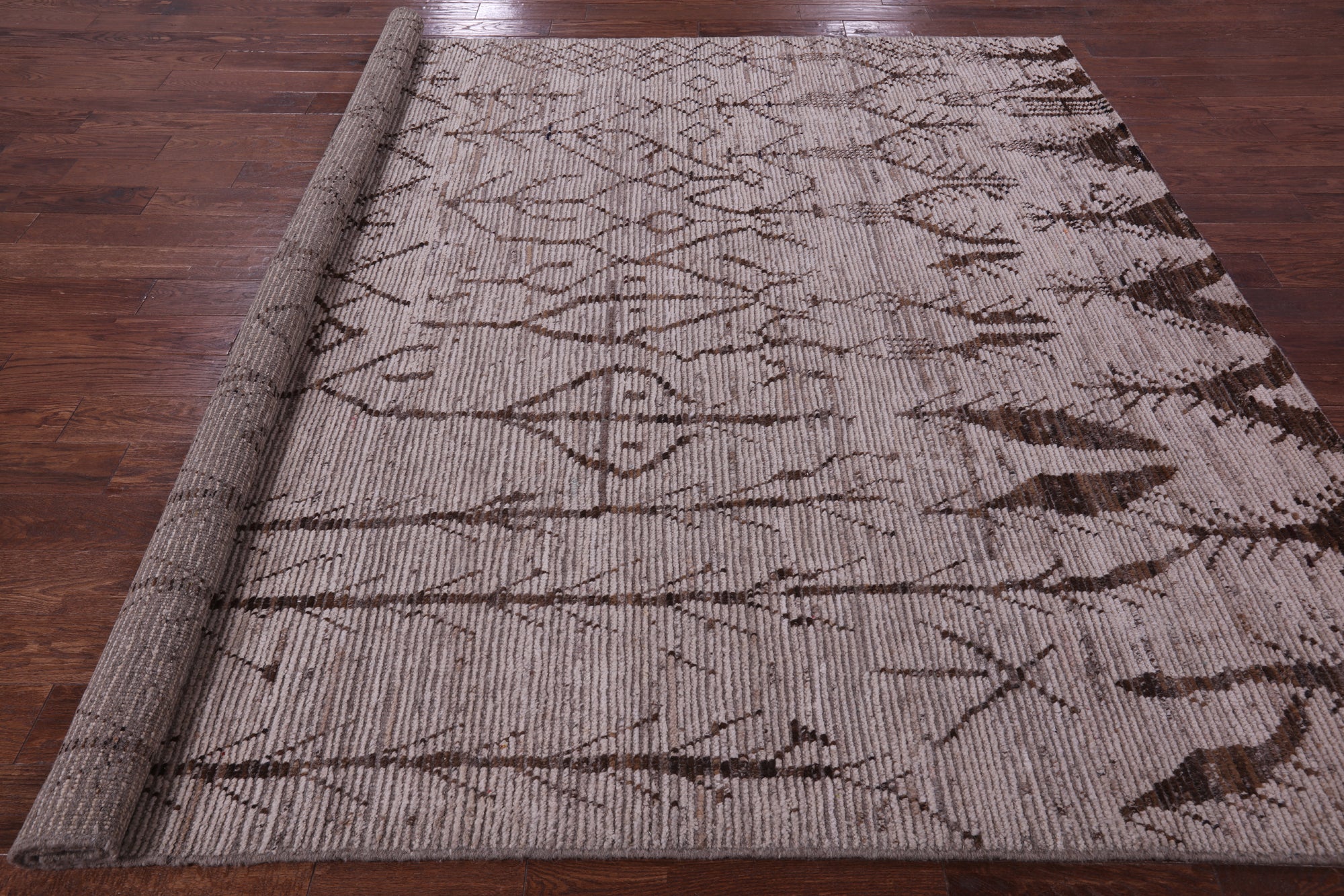 Tribal Moroccan Hand Knotted Wool On Wool Rug - 8' 4" X 9' 9" - Golden Nile