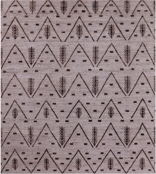 Tribal Moroccan Hand Knotted Wool On Wool Rug - 8' 3" X 9' 6" - Golden Nile