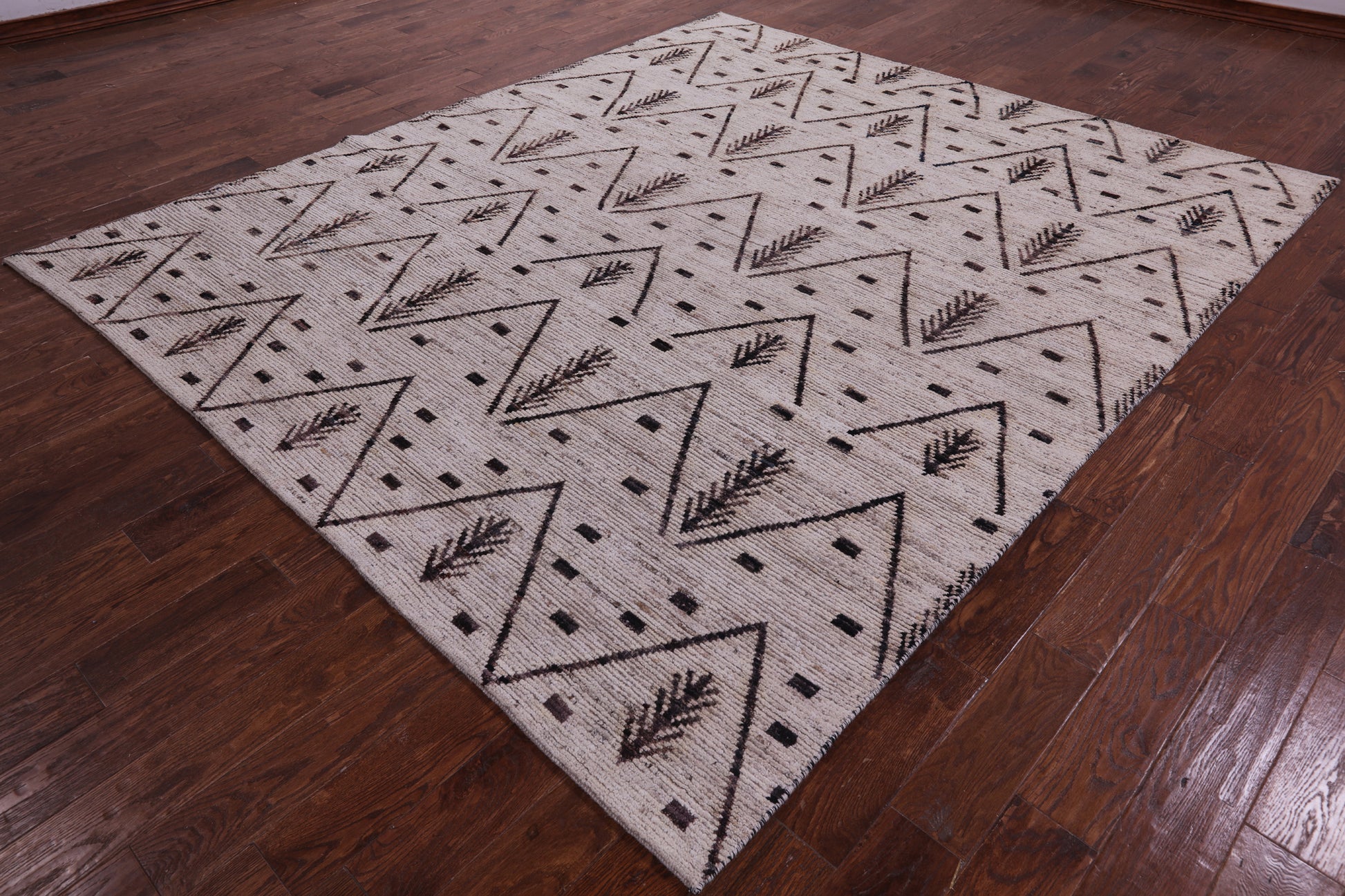 Tribal Moroccan Hand Knotted Wool On Wool Rug - 8' 3" X 9' 6" - Golden Nile