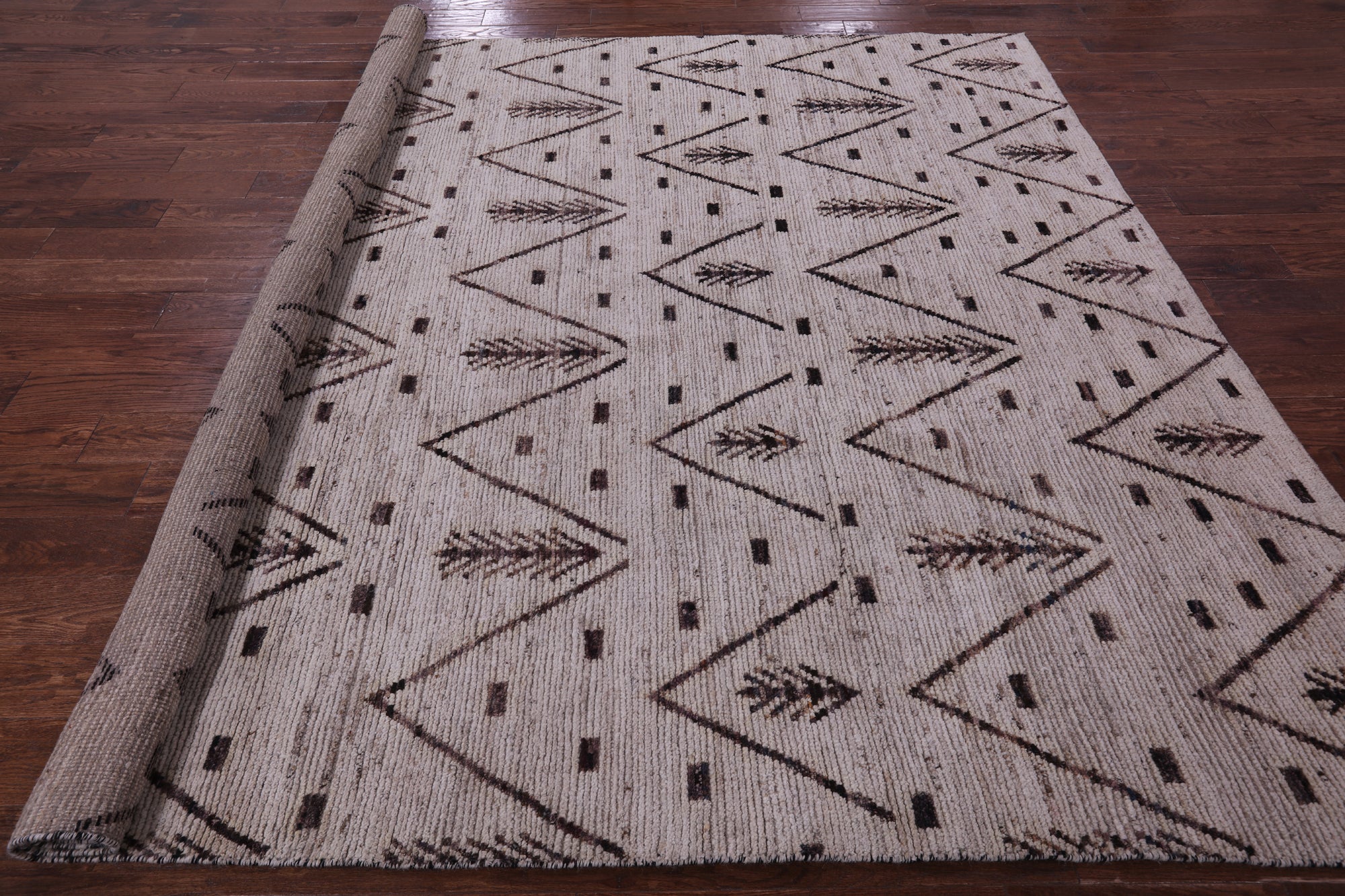 Tribal Moroccan Hand Knotted Wool On Wool Rug - 8' 3" X 9' 6" - Golden Nile