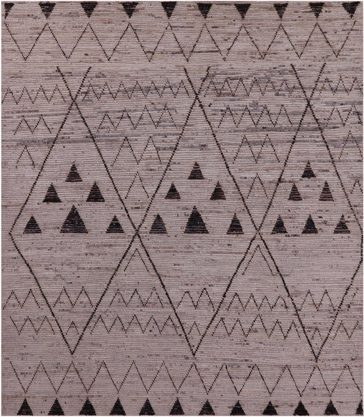 Tribal Moroccan Hand Knotted Wool On Wool Rug - 8' 2" X 9' 7" - Golden Nile