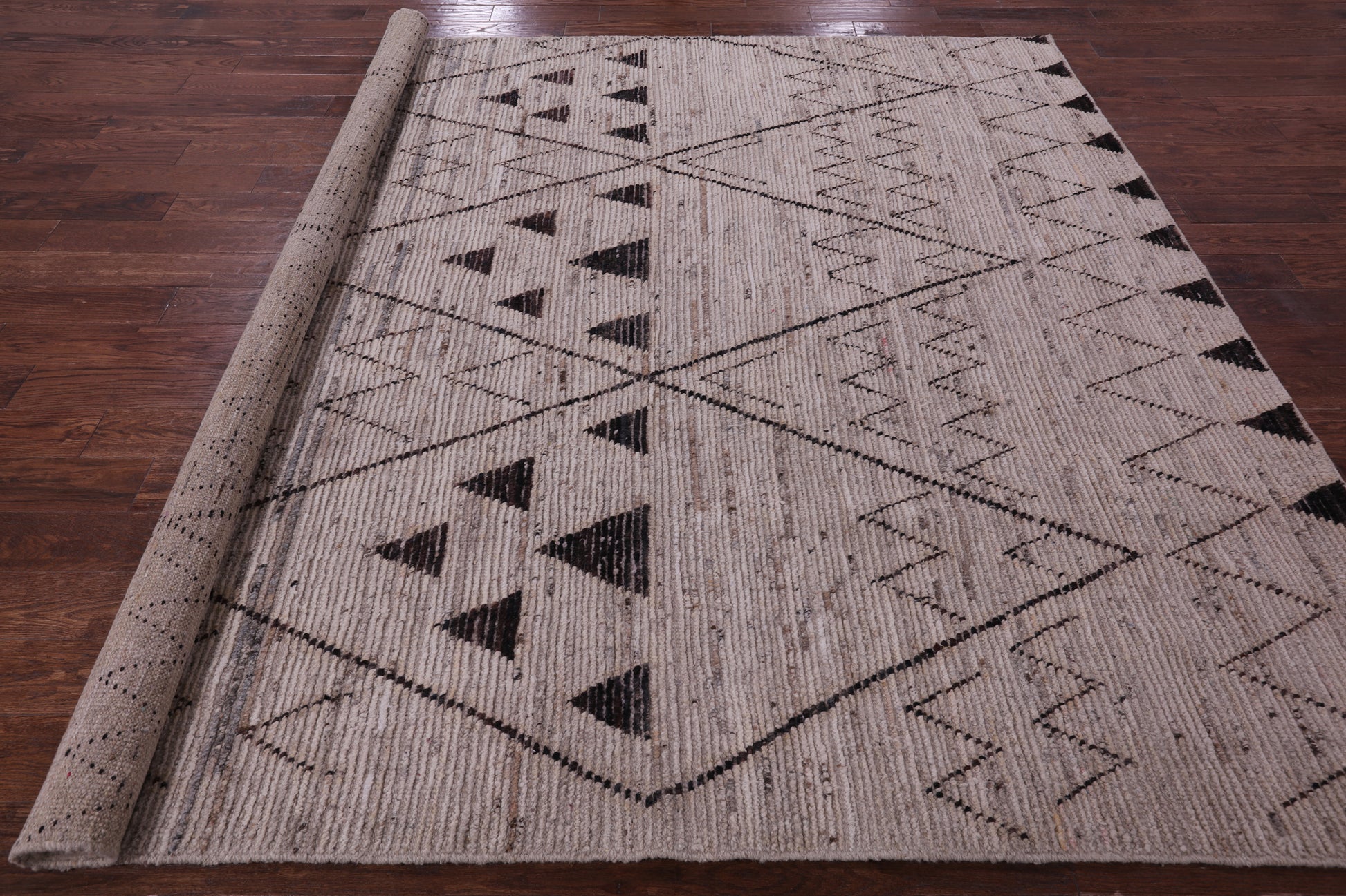 Tribal Moroccan Hand Knotted Wool On Wool Rug - 8' 2" X 9' 7" - Golden Nile