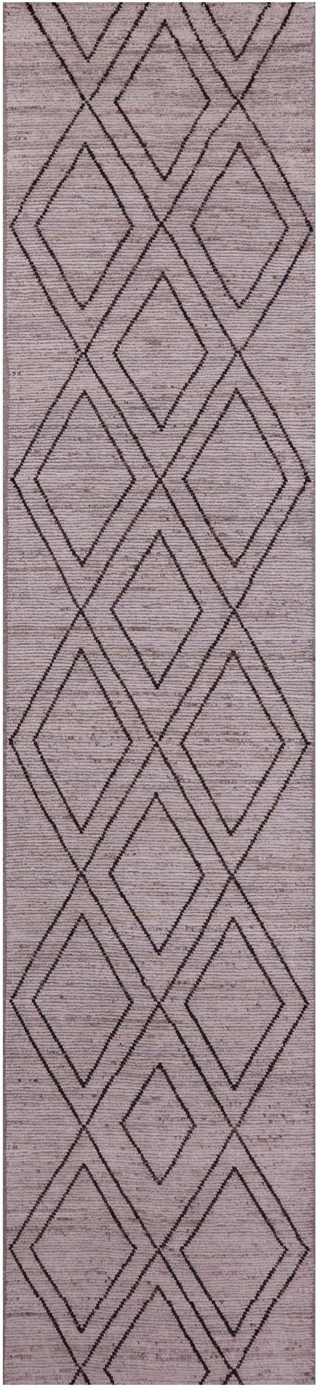 Tribal Moroccan Hand Knotted Wool On Wool Runner Rug - 3' 4" X 15' 7" - Golden Nile