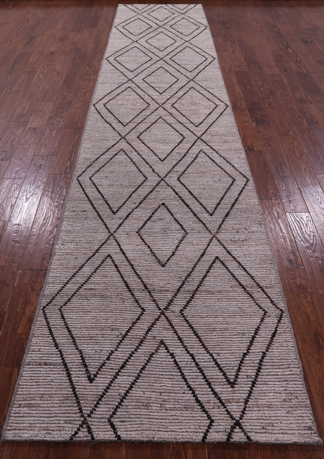 Tribal Moroccan Hand Knotted Wool On Wool Runner Rug - 3' 4" X 15' 7" - Golden Nile