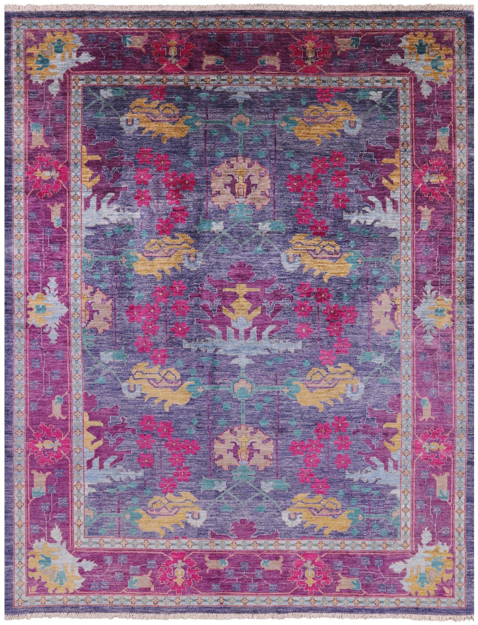 William Morris Handmade Wool Area Rug - 7' 10" X 10' 1" - Golden Nile
