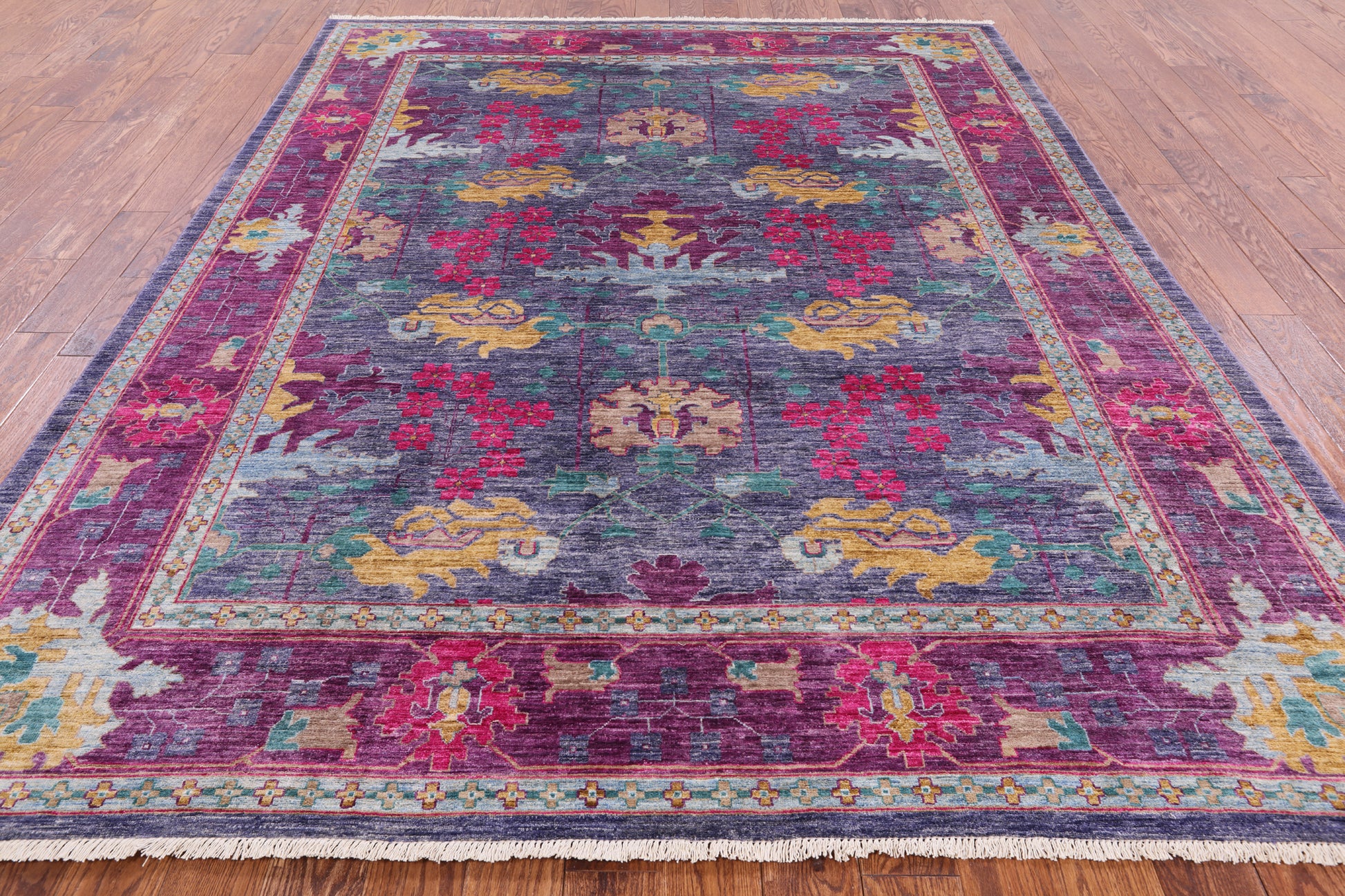 William Morris Handmade Wool Area Rug - 7' 10" X 10' 1" - Golden Nile