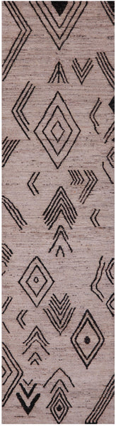 Tribal Moroccan Hand Knotted Wool On Wool Runner Rug - 3' 6" X 13' 5" - Golden Nile
