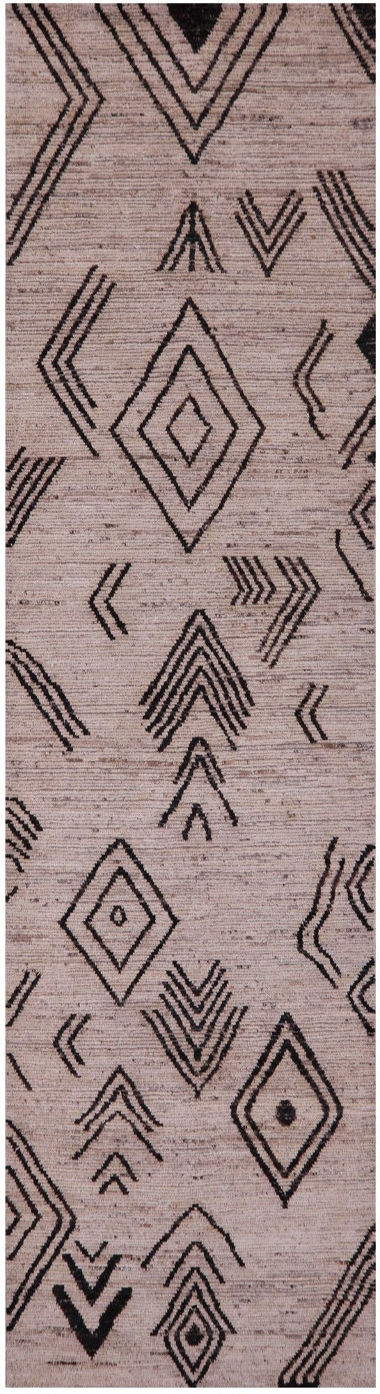 Tribal Moroccan Hand Knotted Wool On Wool Runner Rug - 3' 6" X 13' 5" - Golden Nile