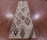 Tribal Moroccan Hand Knotted Wool On Wool Runner Rug - 3' 6" X 13' 5" - Golden Nile