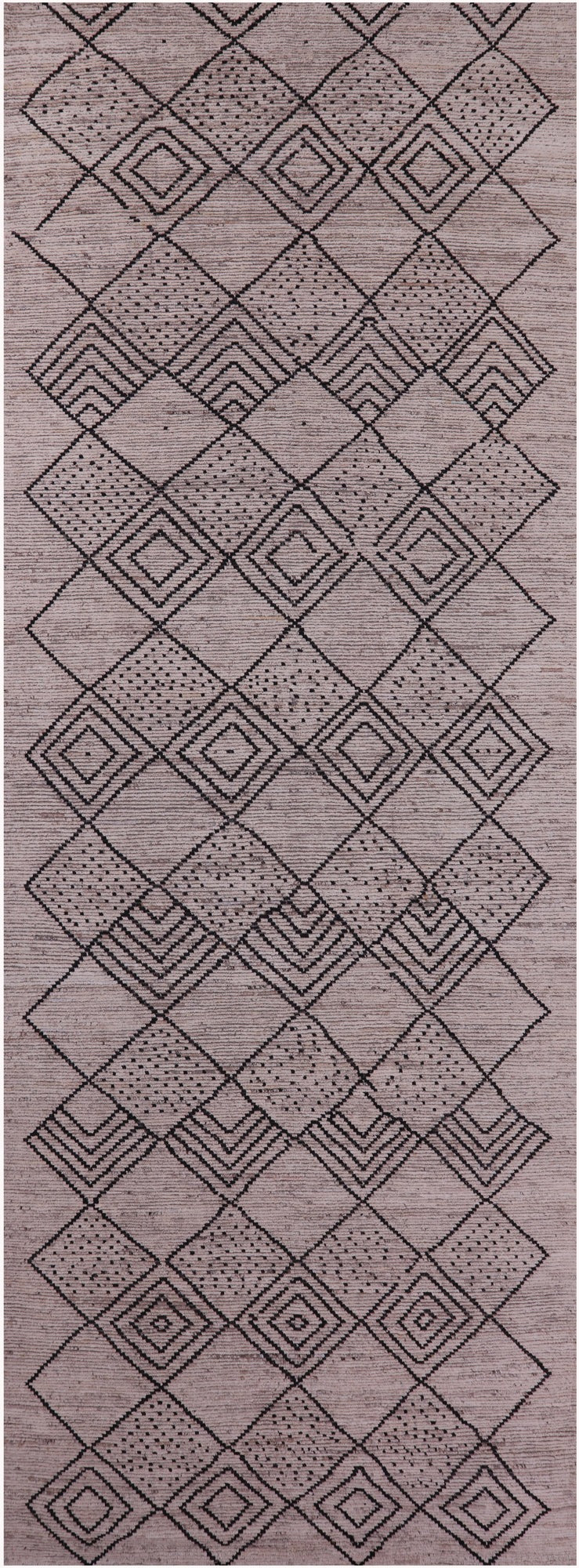 Tribal Moroccan Hand Knotted Wool On Wool Rug - 6' 8" X 18' 3" - Golden Nile