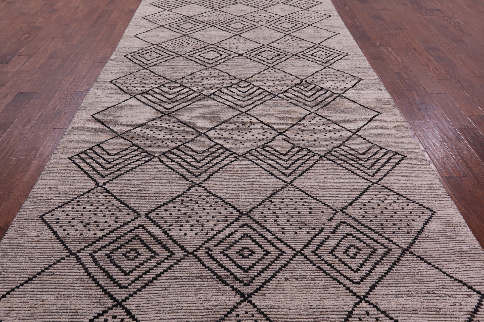 Tribal Moroccan Hand Knotted Wool On Wool Rug - 6' 8" X 18' 3" - Golden Nile