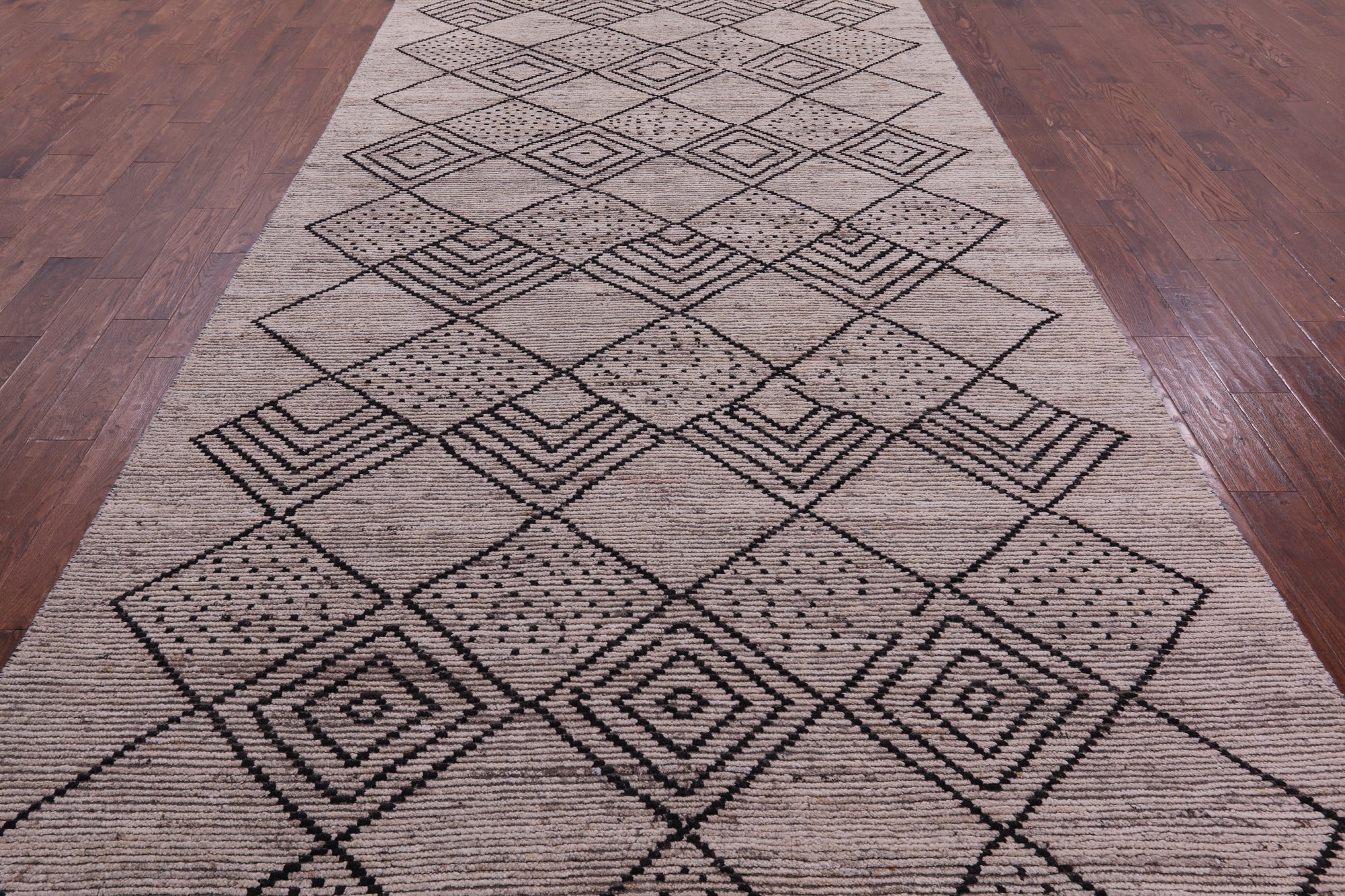 Tribal Moroccan Hand Knotted Wool On Wool Rug - 6' 8" X 18' 3" - Golden Nile