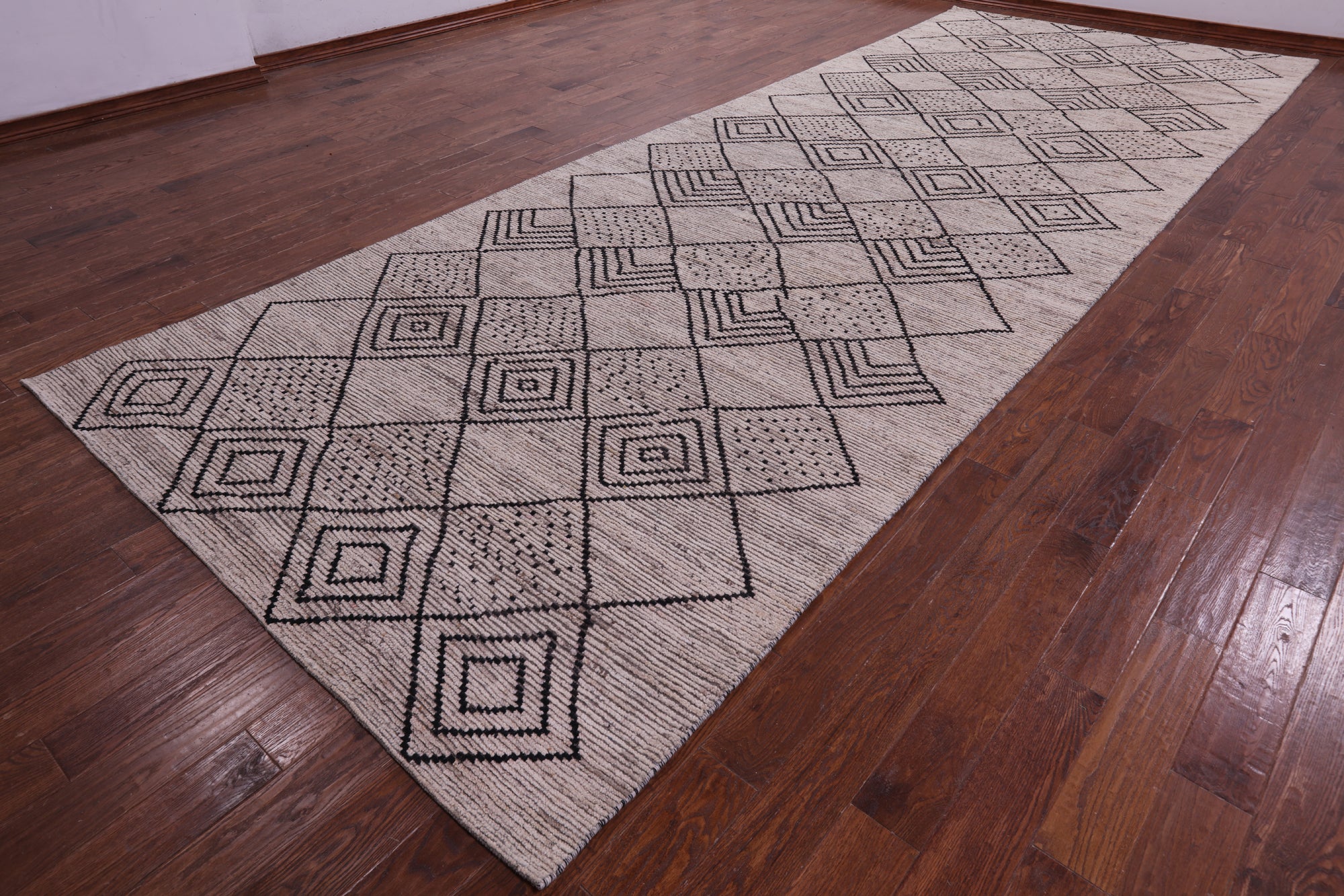 Tribal Moroccan Hand Knotted Wool On Wool Rug - 6' 8" X 18' 3" - Golden Nile