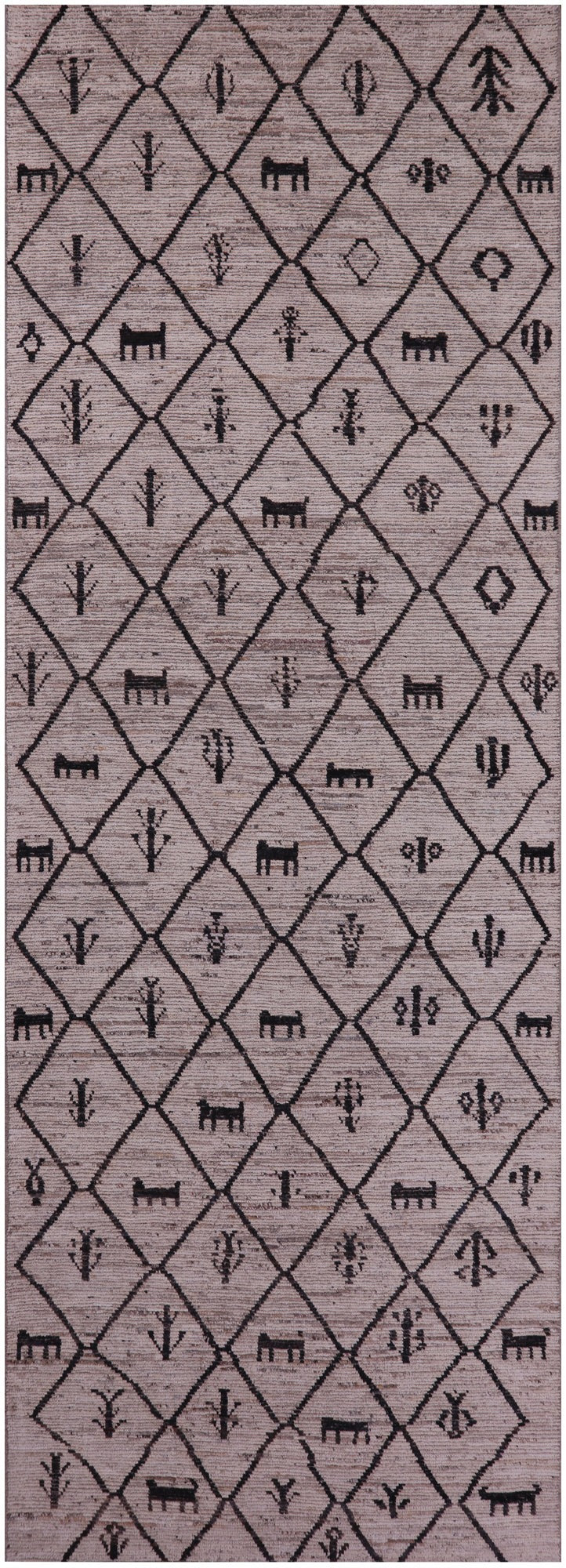 Tribal Moroccan Hand Knotted Wool On Wool Rug - 5' 6" X 15' 7" - Golden Nile